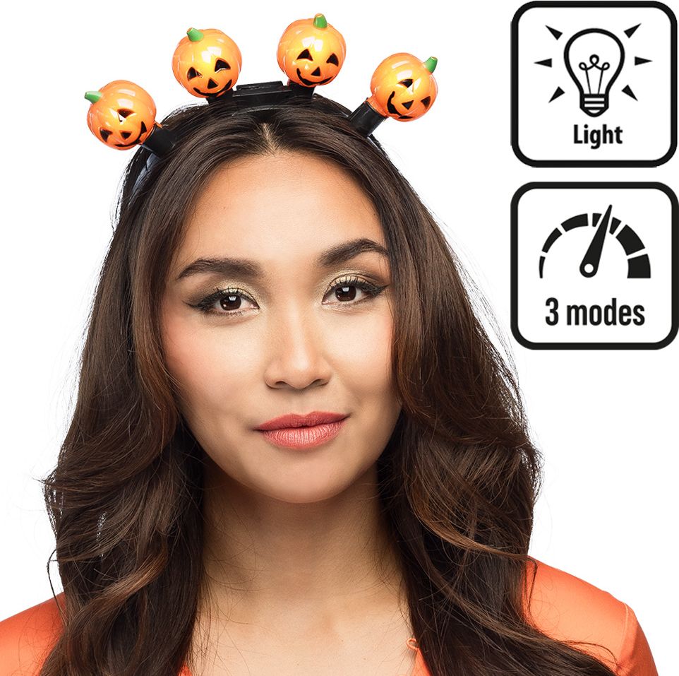 Halloween Pompoen Tiara met Led Verlichting