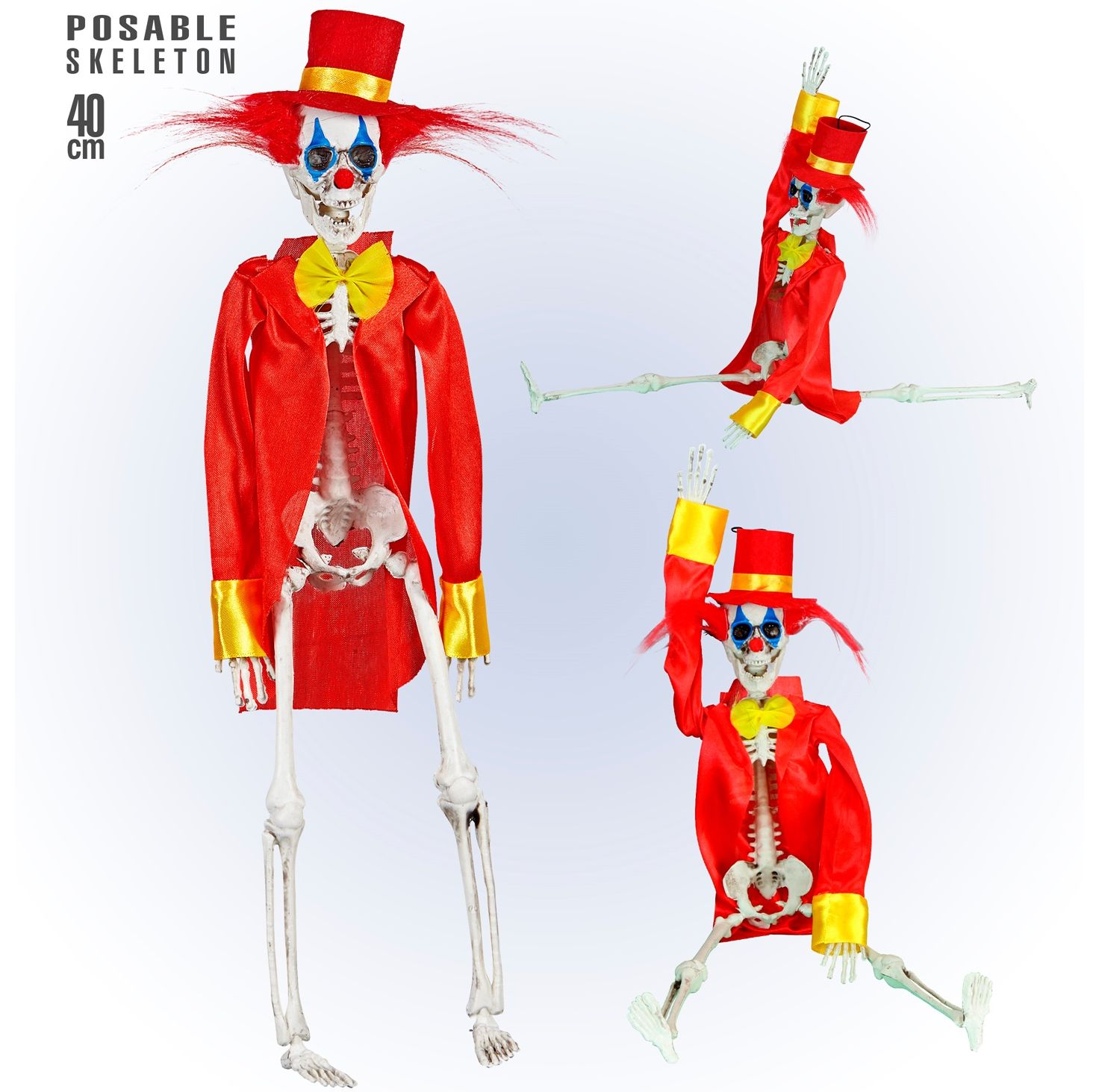 Halloween poseerbare clown skelet 40cm