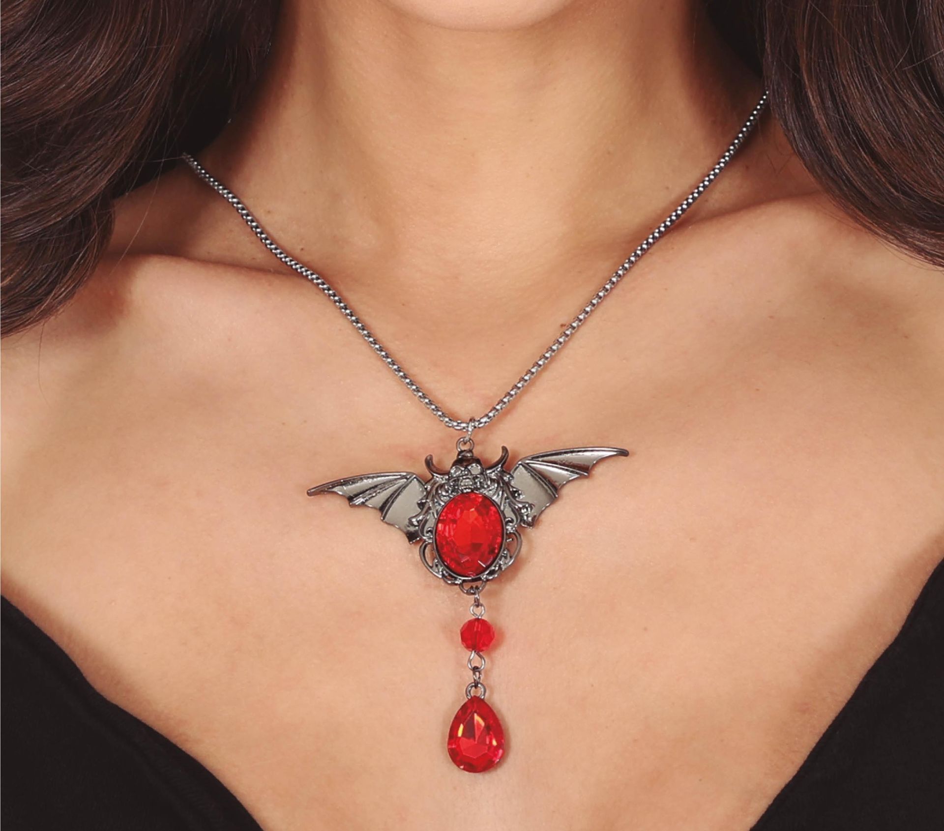 Halloween Rode Robijn Vleermuis Ketting