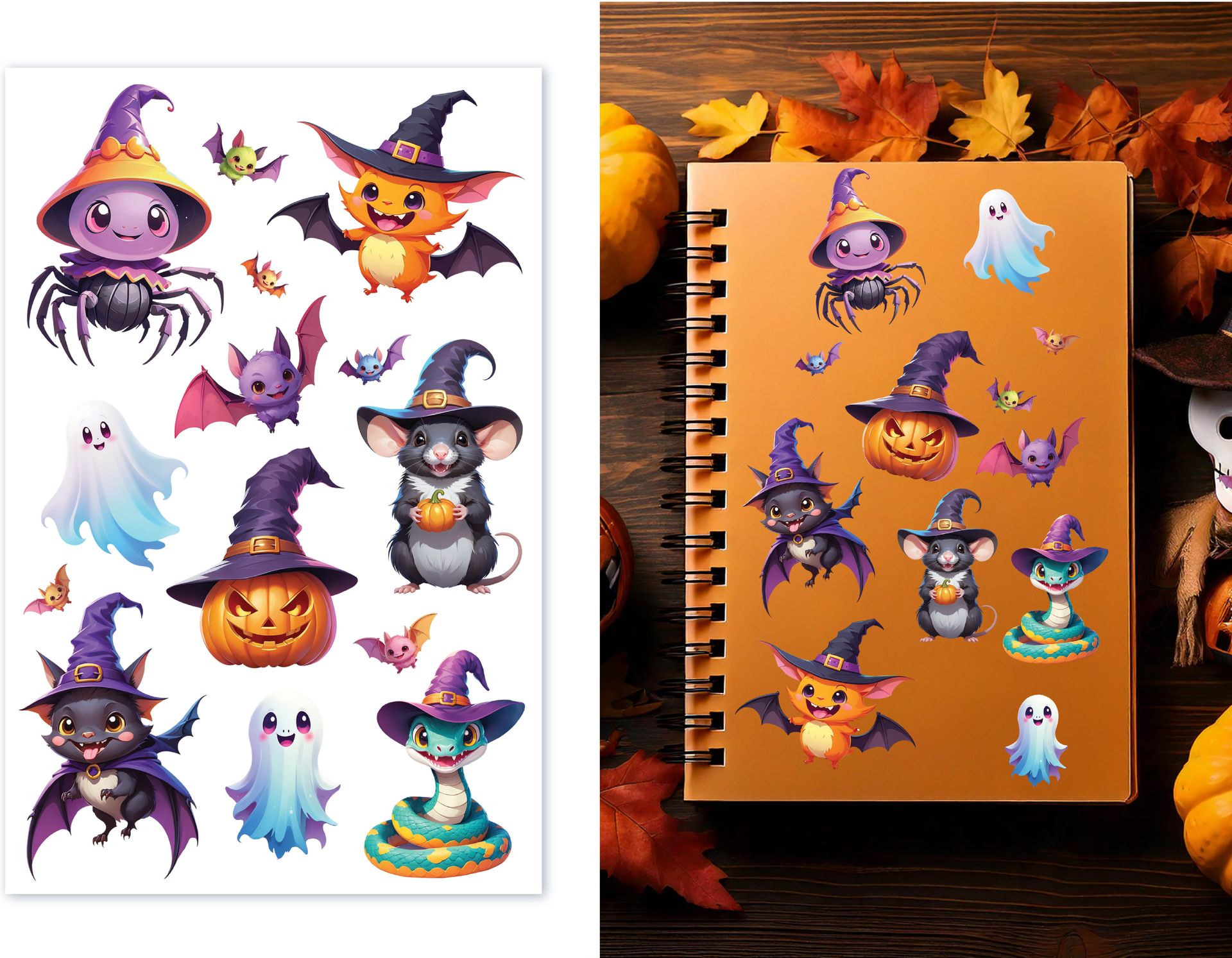 Halloween Schattige Figuren Stickers