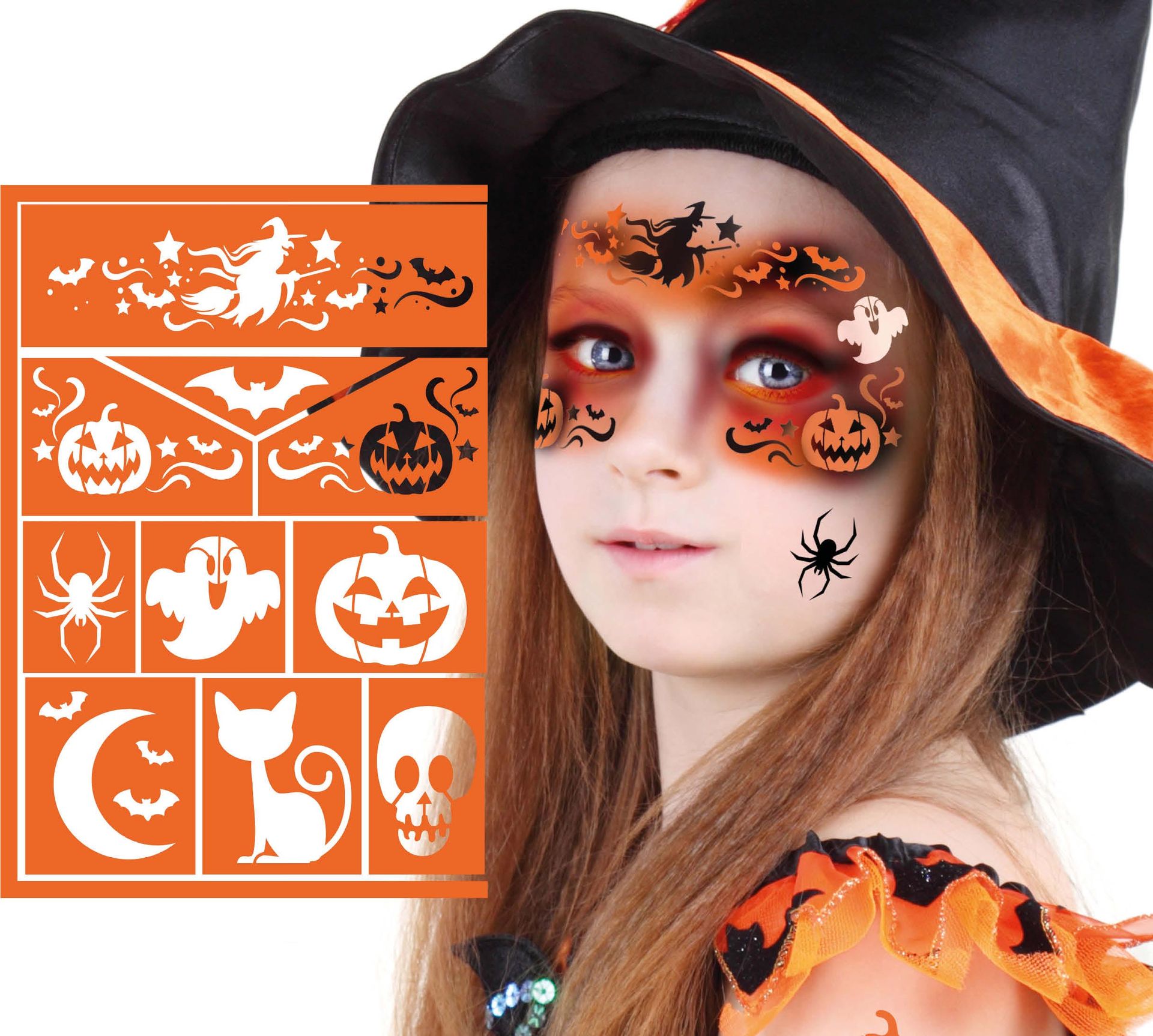 Halloween Schmink Sjablonen Pompoen Heks