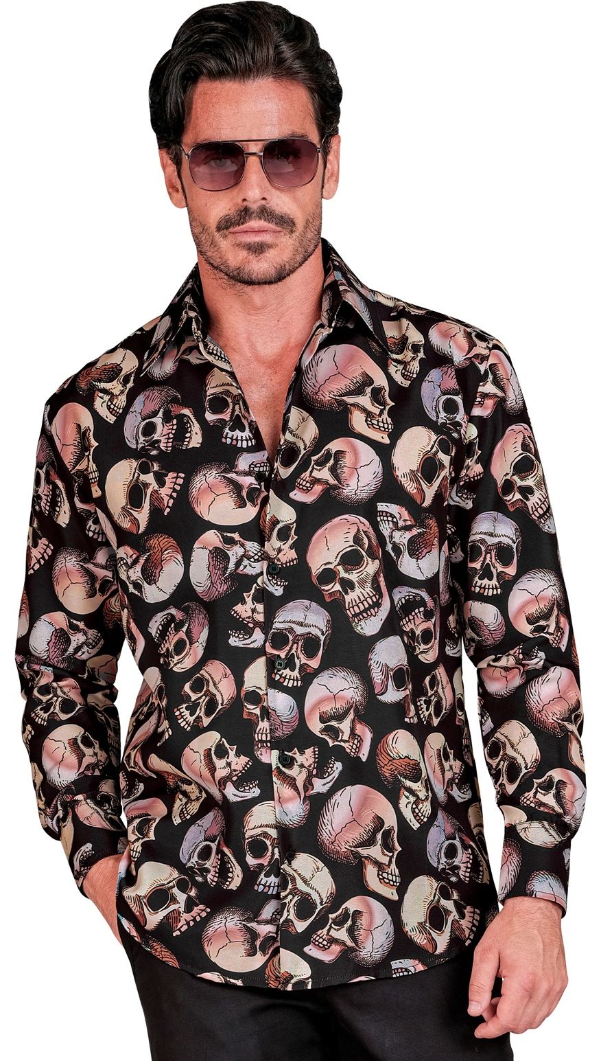 Halloween shirt skulls heren