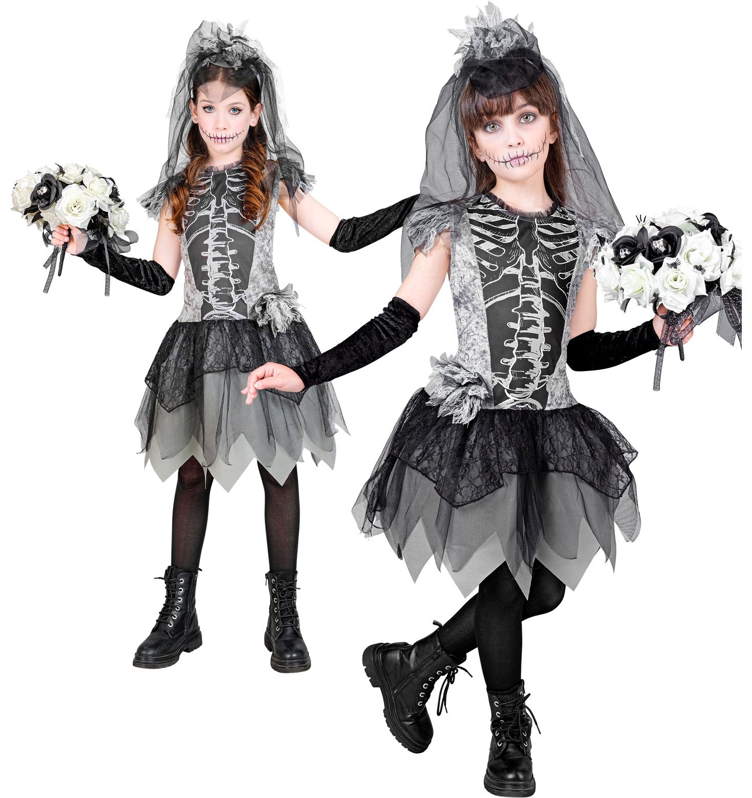 Halloween skelet bruid jurkje kind