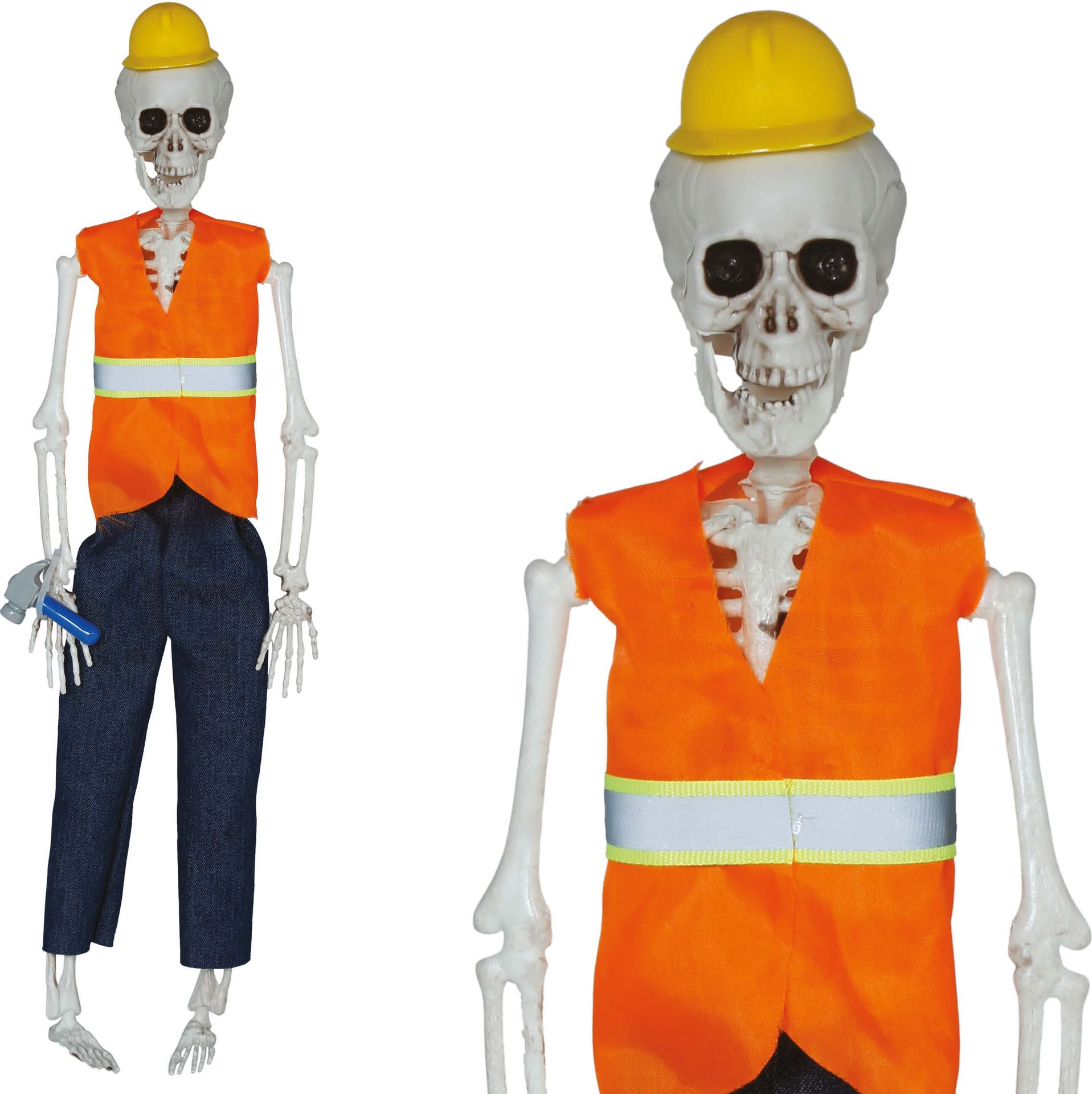 Halloween Skelet Hangende Bouwvakker 40cm