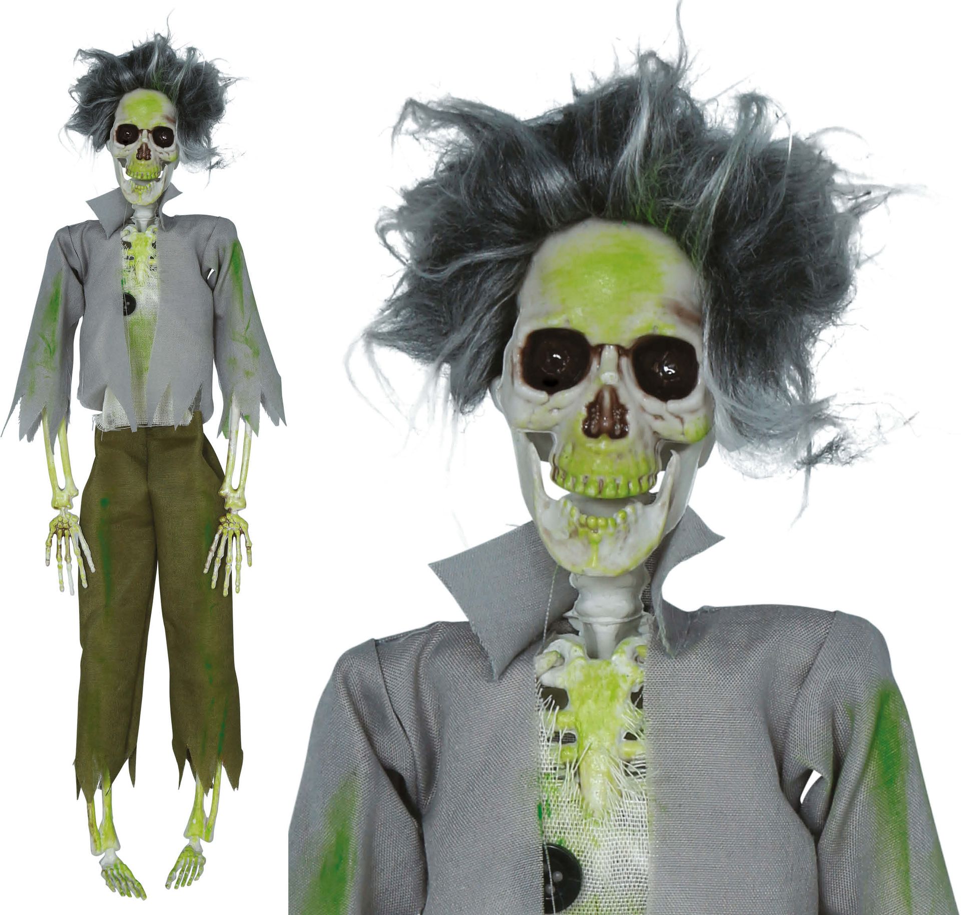 Halloween Skelet Hangende Grijs Groene Zombie 45cm