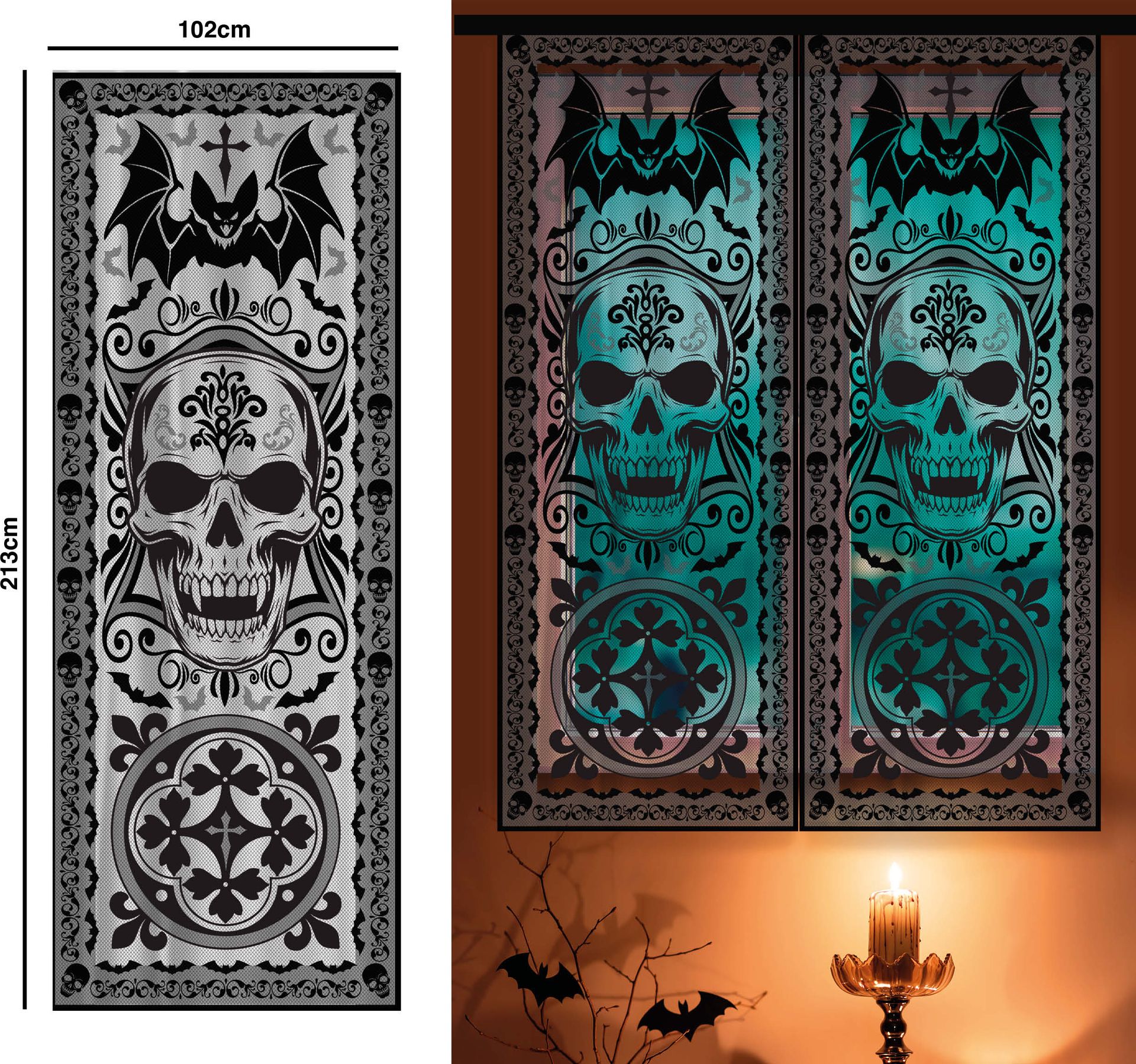 Halloween Skull Doodskop Raamdecoratie