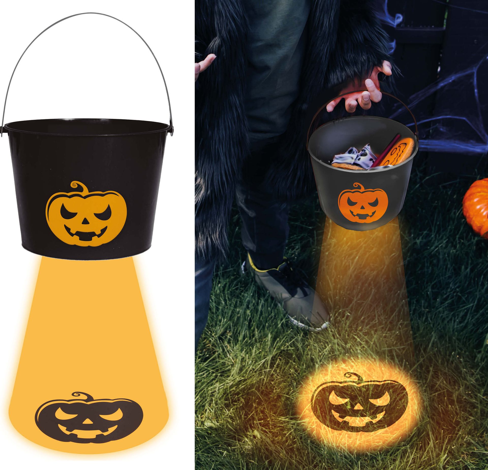 Halloween Snoepemmer Pompoen met Licht