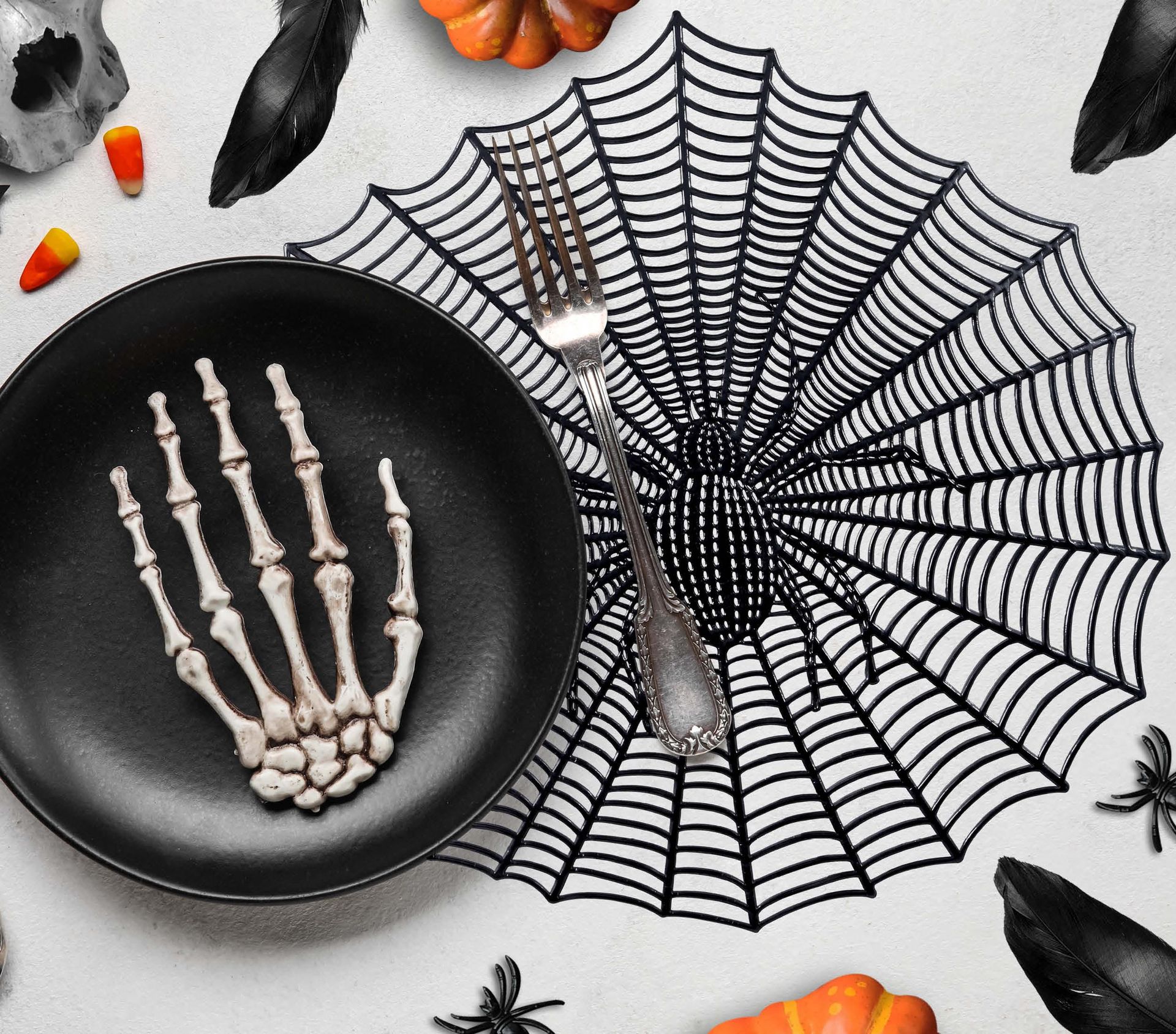 Halloween Spinnenweb Placemat Opengewerkt