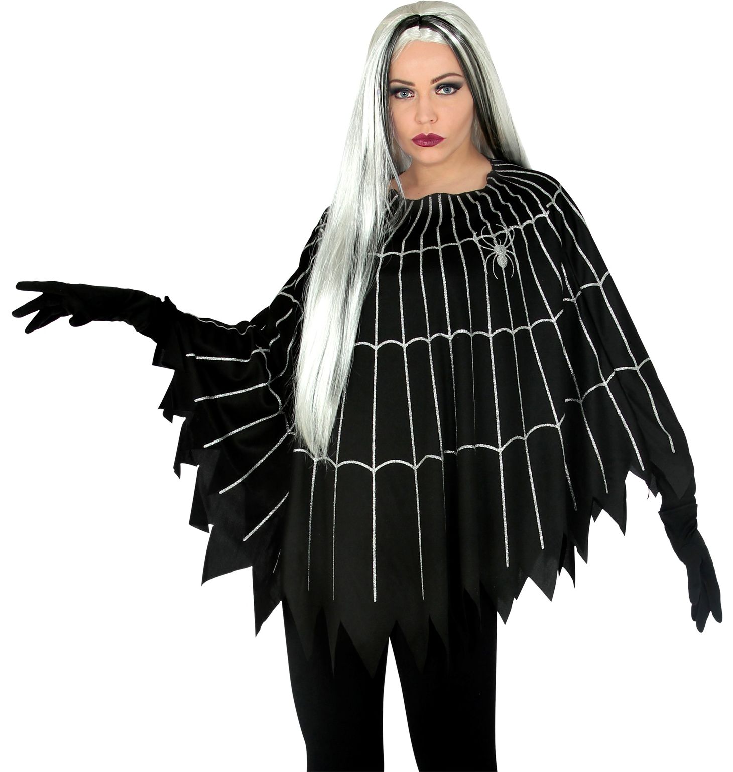 Halloween Spinnenweb Poncho