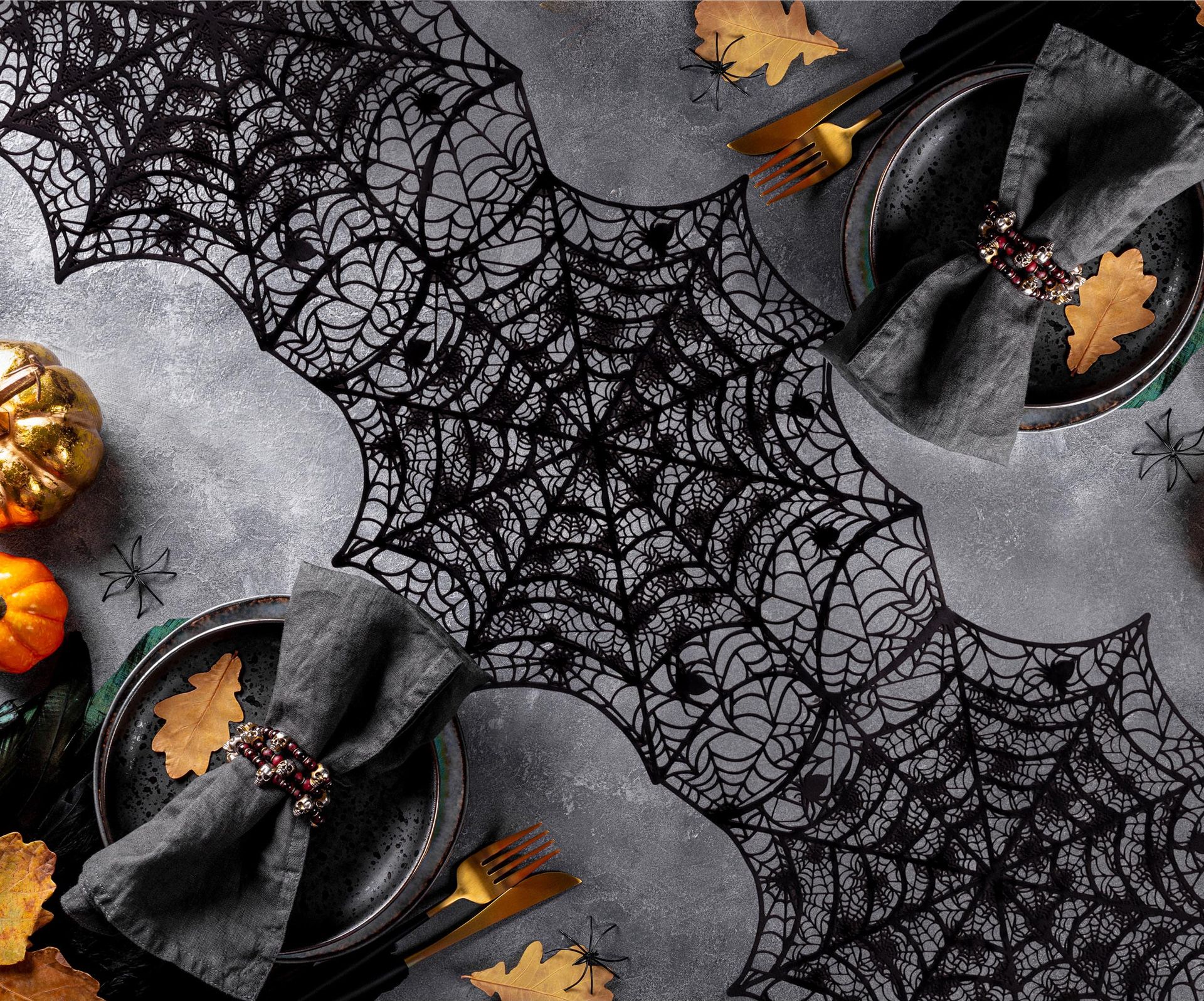 Halloween Spinnenweb Tafelloper Zwart