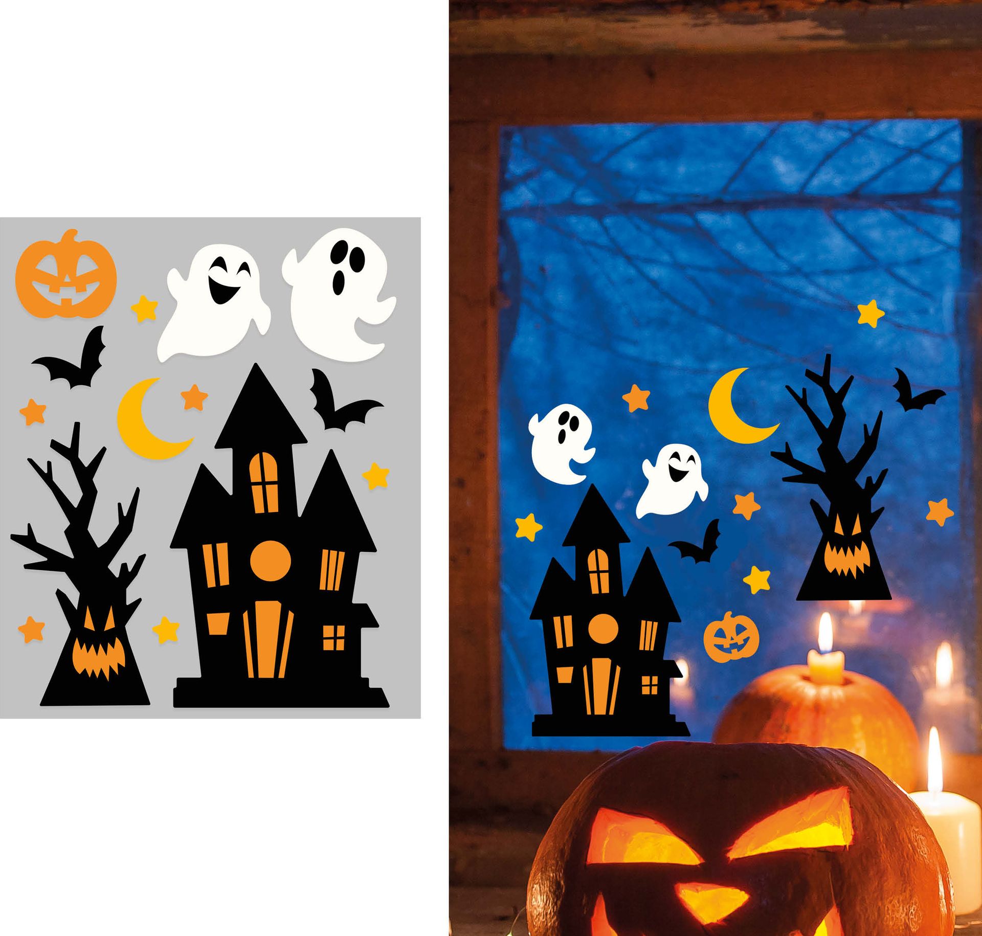 Halloween Spookhuis Gel Raamstickers