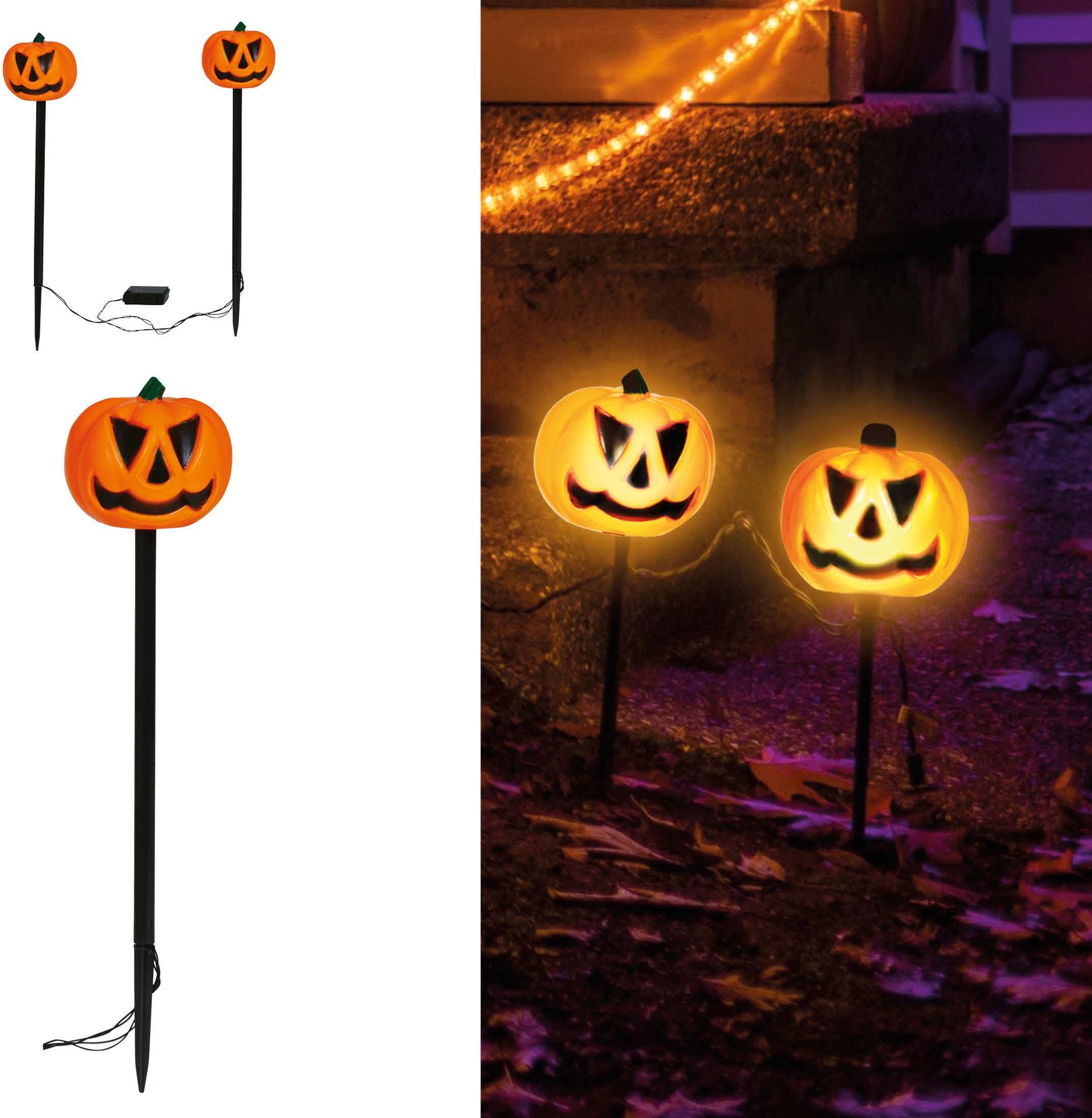 Halloween Tuinlantaarn 2 Stuks Oranje Zwart 50cm