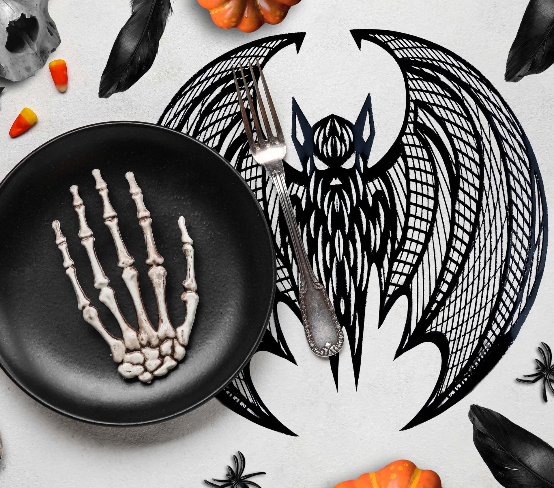 Halloween Vleermuis Batman Placemat Opengewerkt