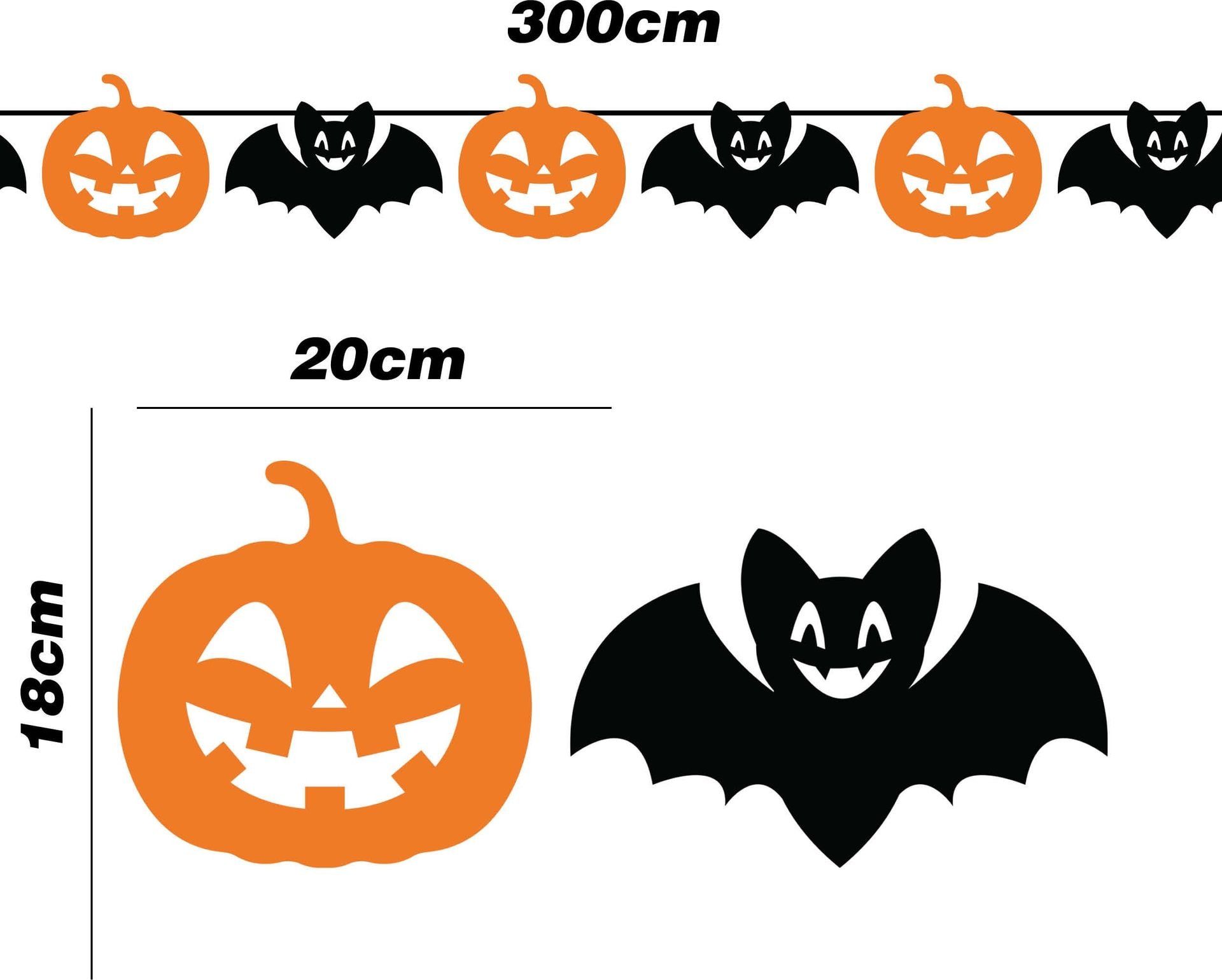 Halloween Vleermuis en Pompoenen Slinger