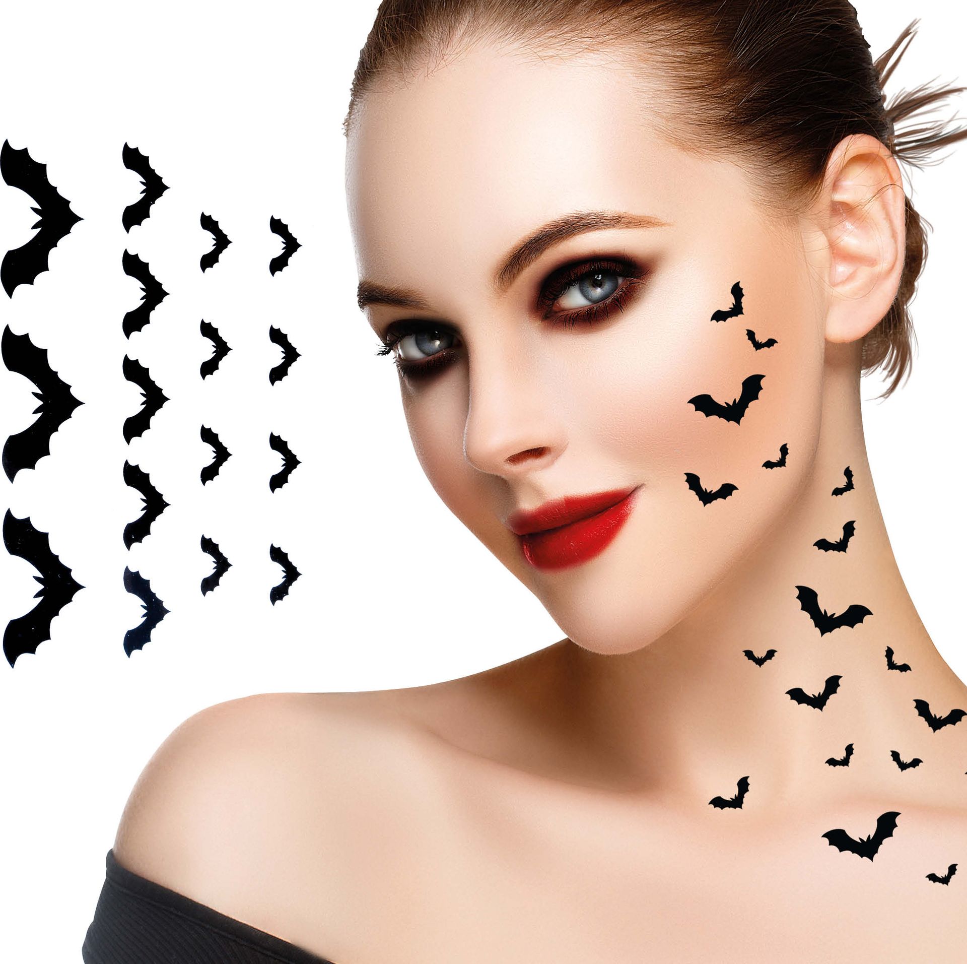 Halloween Vleermuizen Gezicht Tattoo