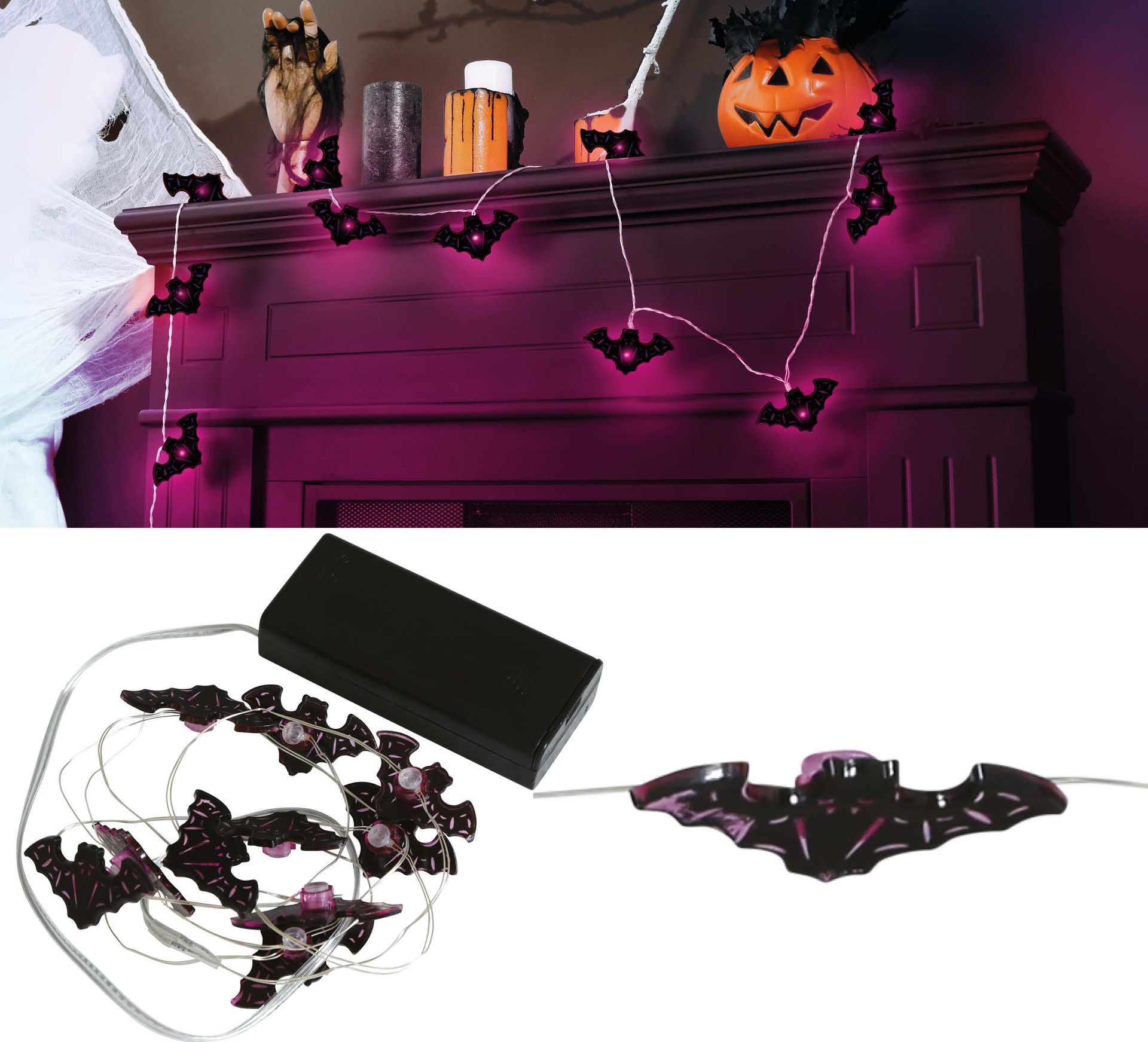 Halloween Vleermuizen Lichtslinger 300cm