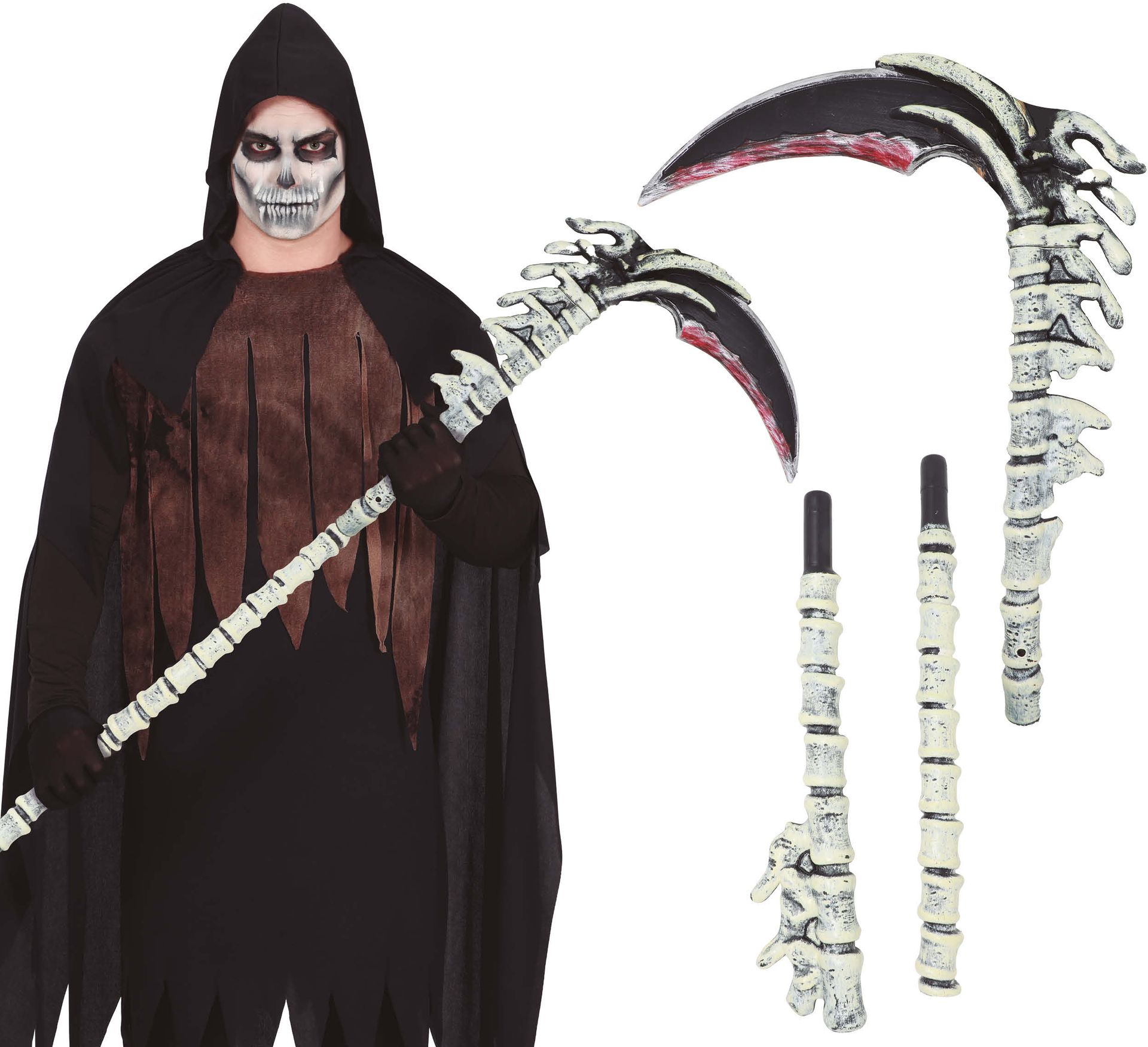 Halloween Wapen Zeis 150cm Zwart Beige Ruggengraat