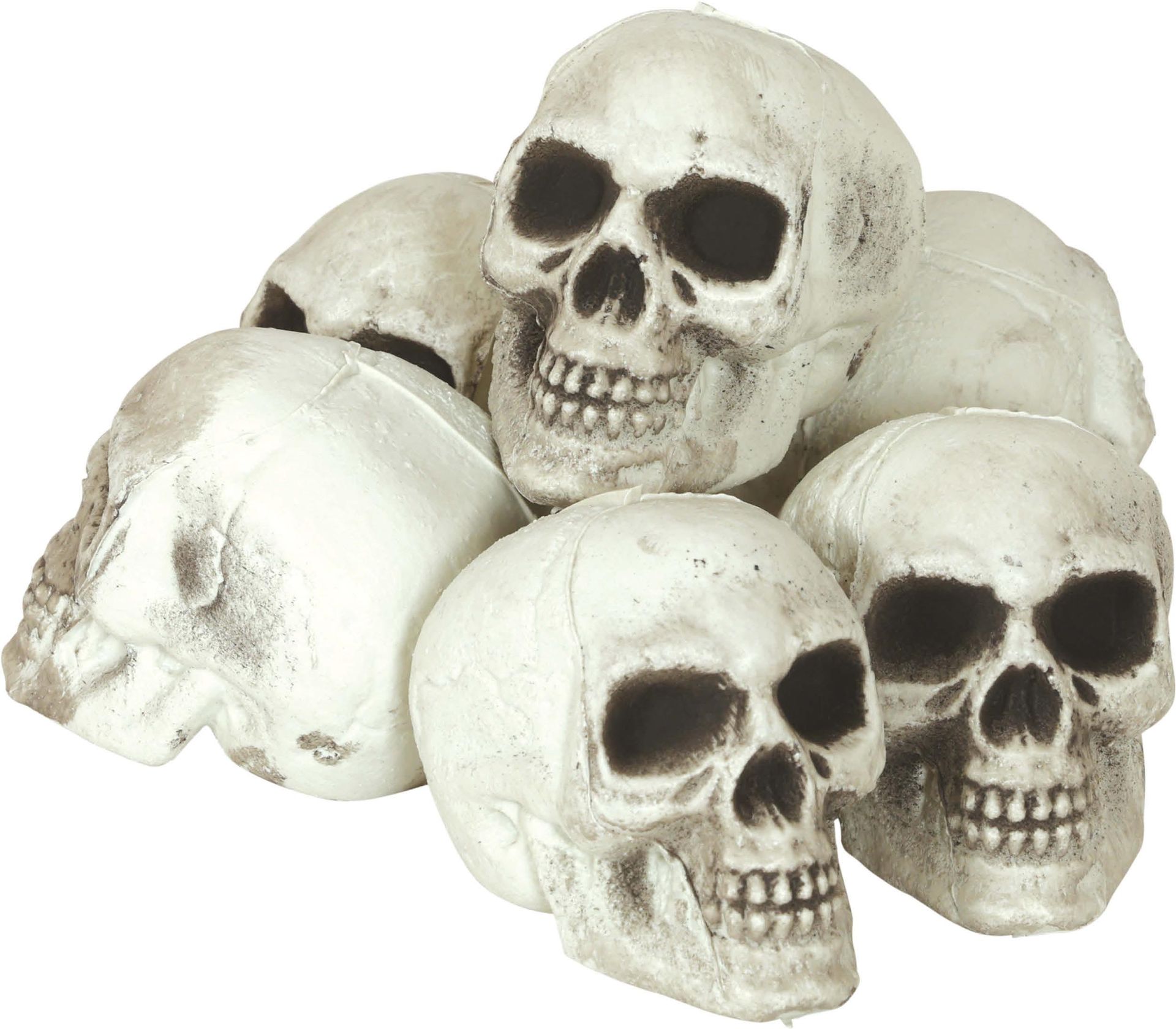Halloween Witte Schedel set 6 Stuks 8cm