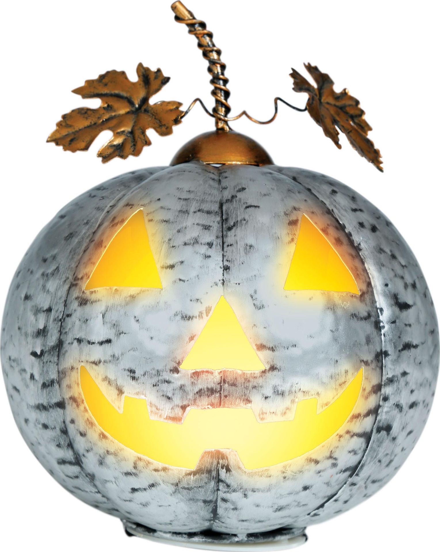 Halloween Zilveren Metalen Pompoen met Licht