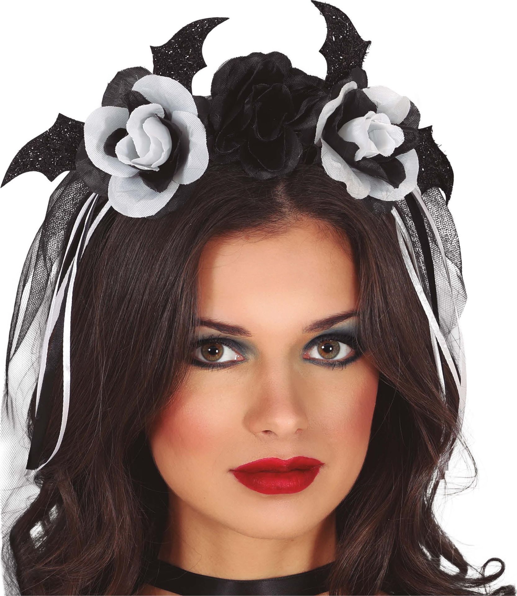 Halloween Zwart Grijze Glitter Haarband met Sluier