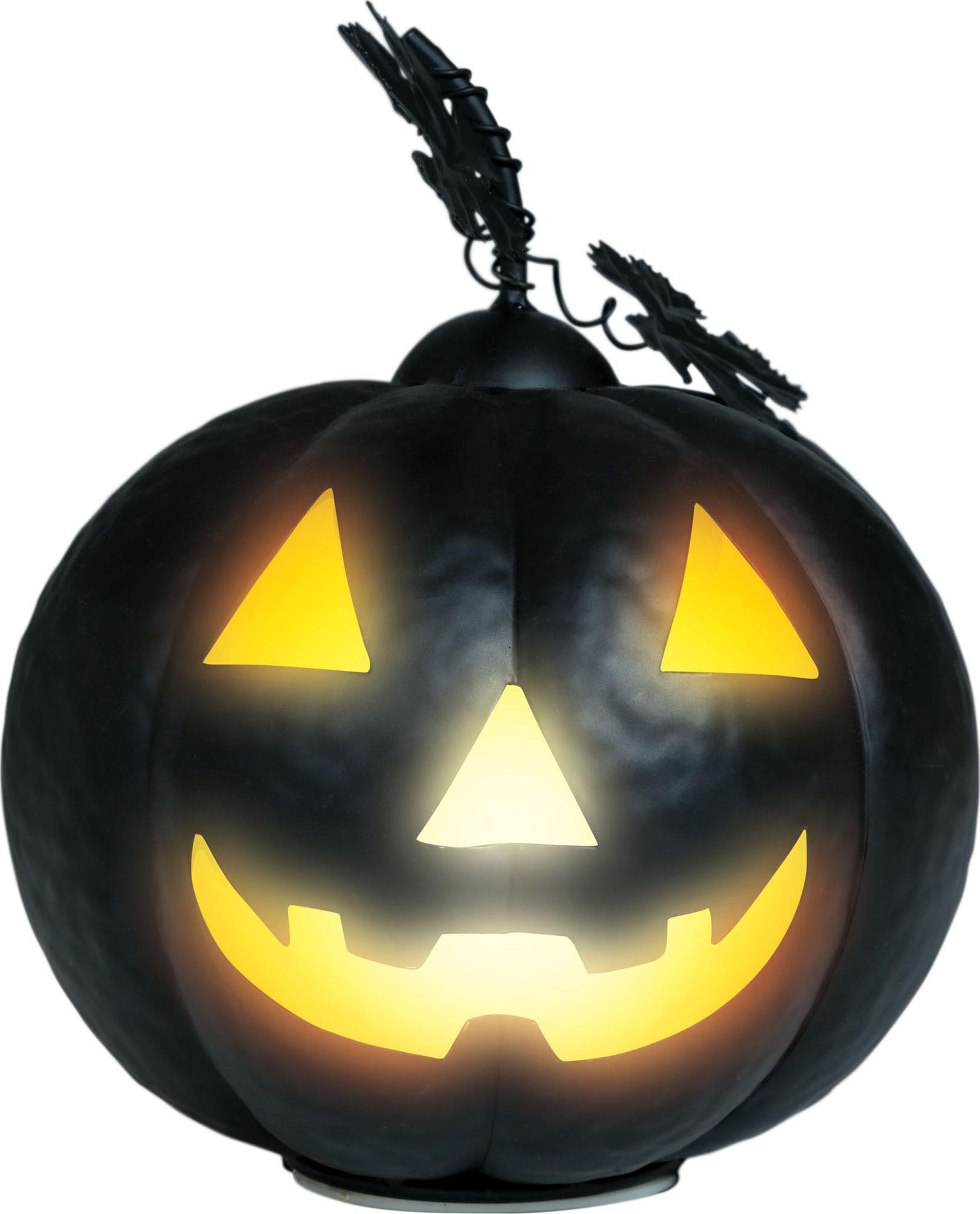 Halloween Zwarte Metalen Pompoen met Licht