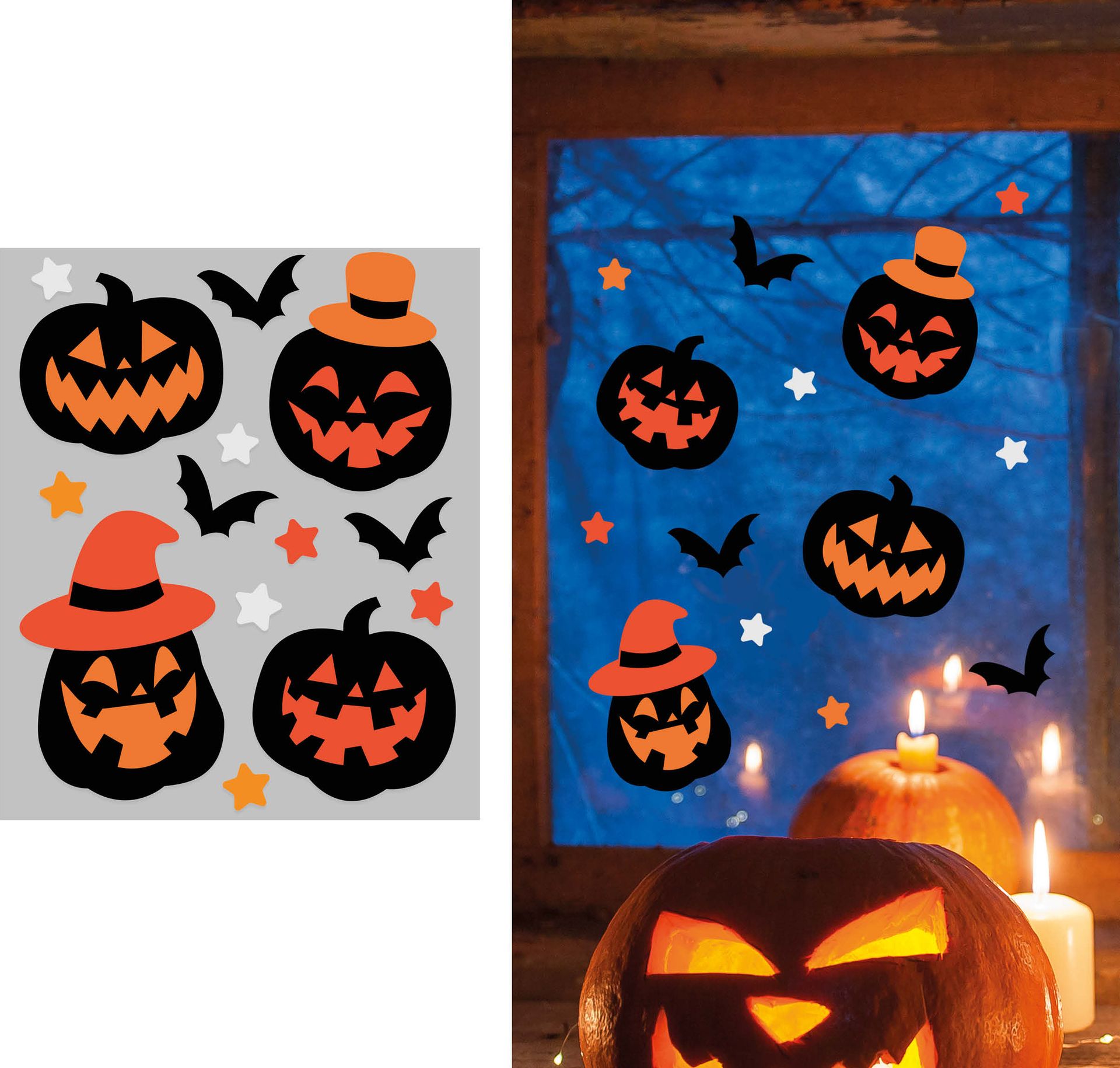 Halloween Zwarte Pompoenen Gel Raamstickers