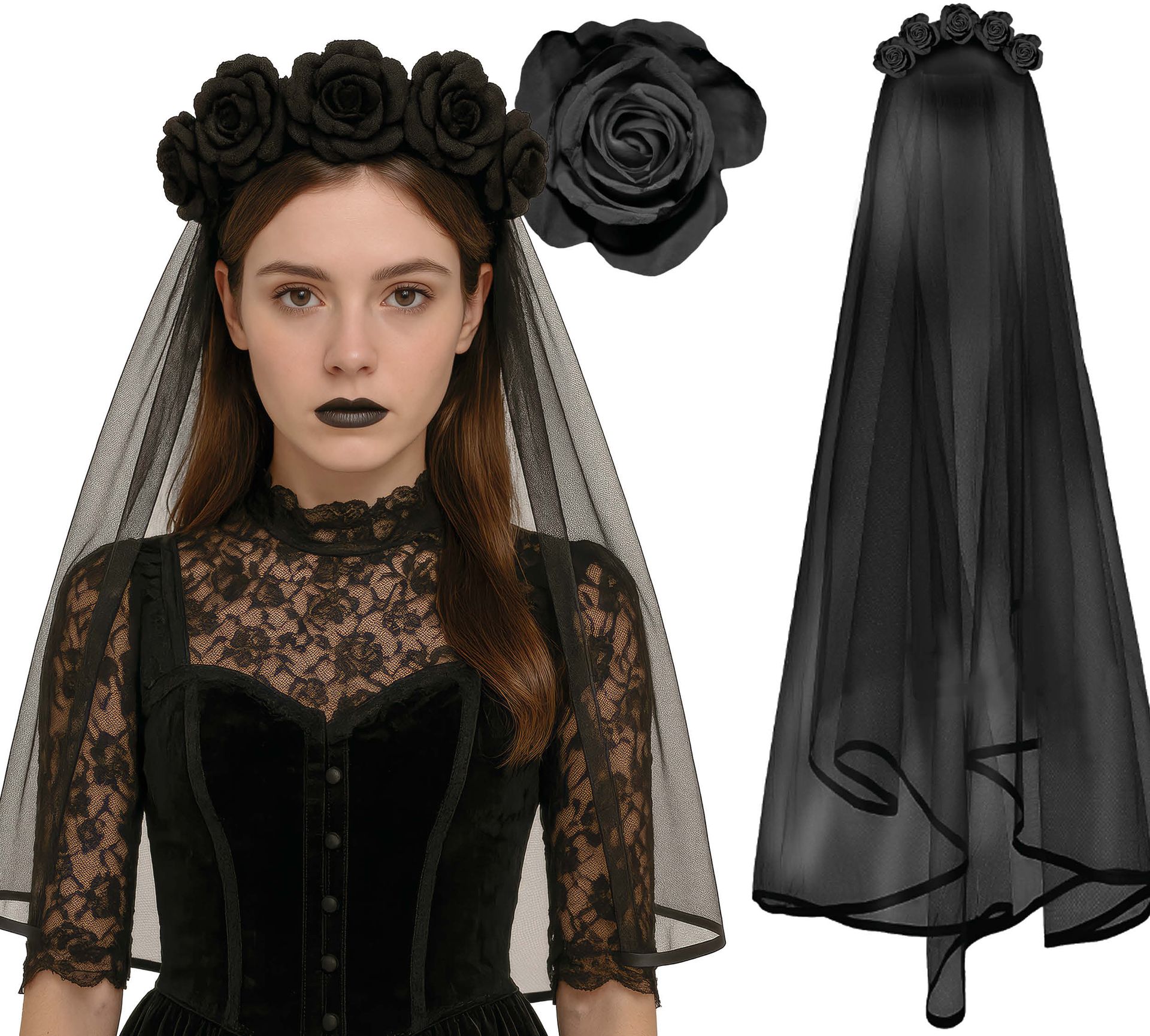 Halloween Zwarte Sluier Dames