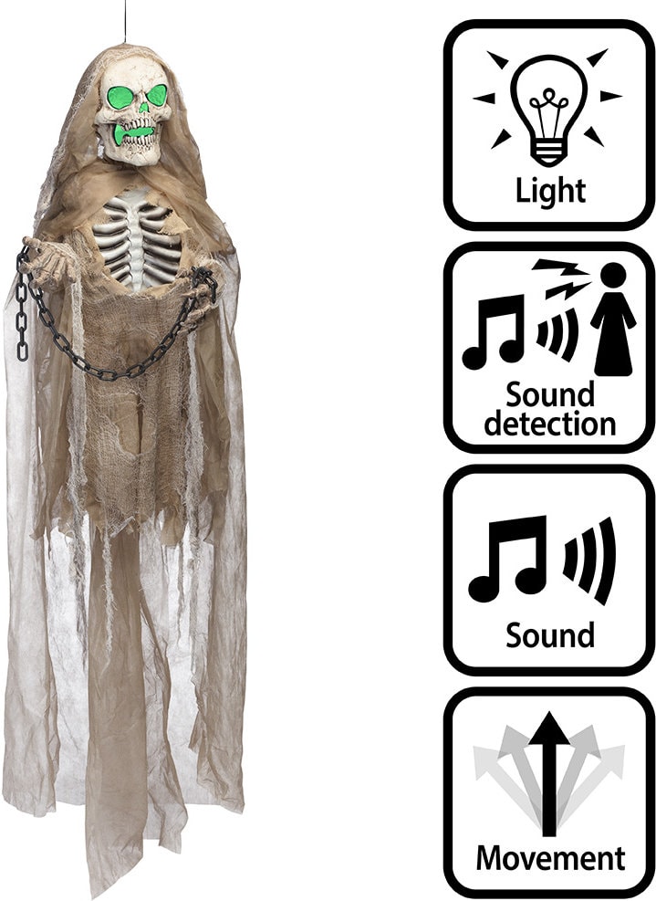 Hangend Skelet Pop Halloween Licht Geluid Beweging