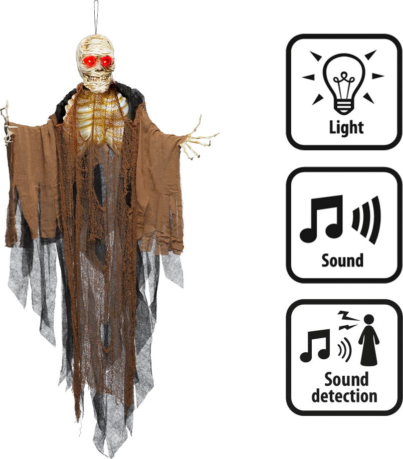 Hangende Creepy Mummy met Licht & Geluid Halloween