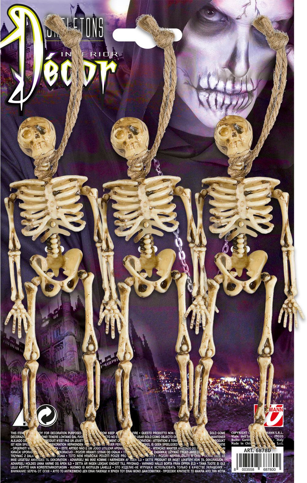 Hangende skelet decoratie set 3 stuks
