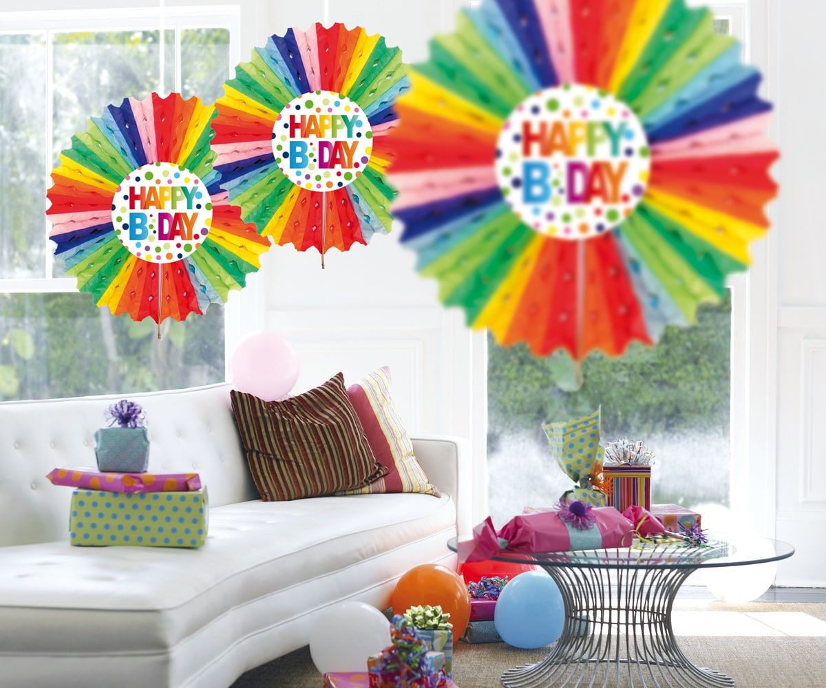 Happy Bday Stippen Honingraat Waaier