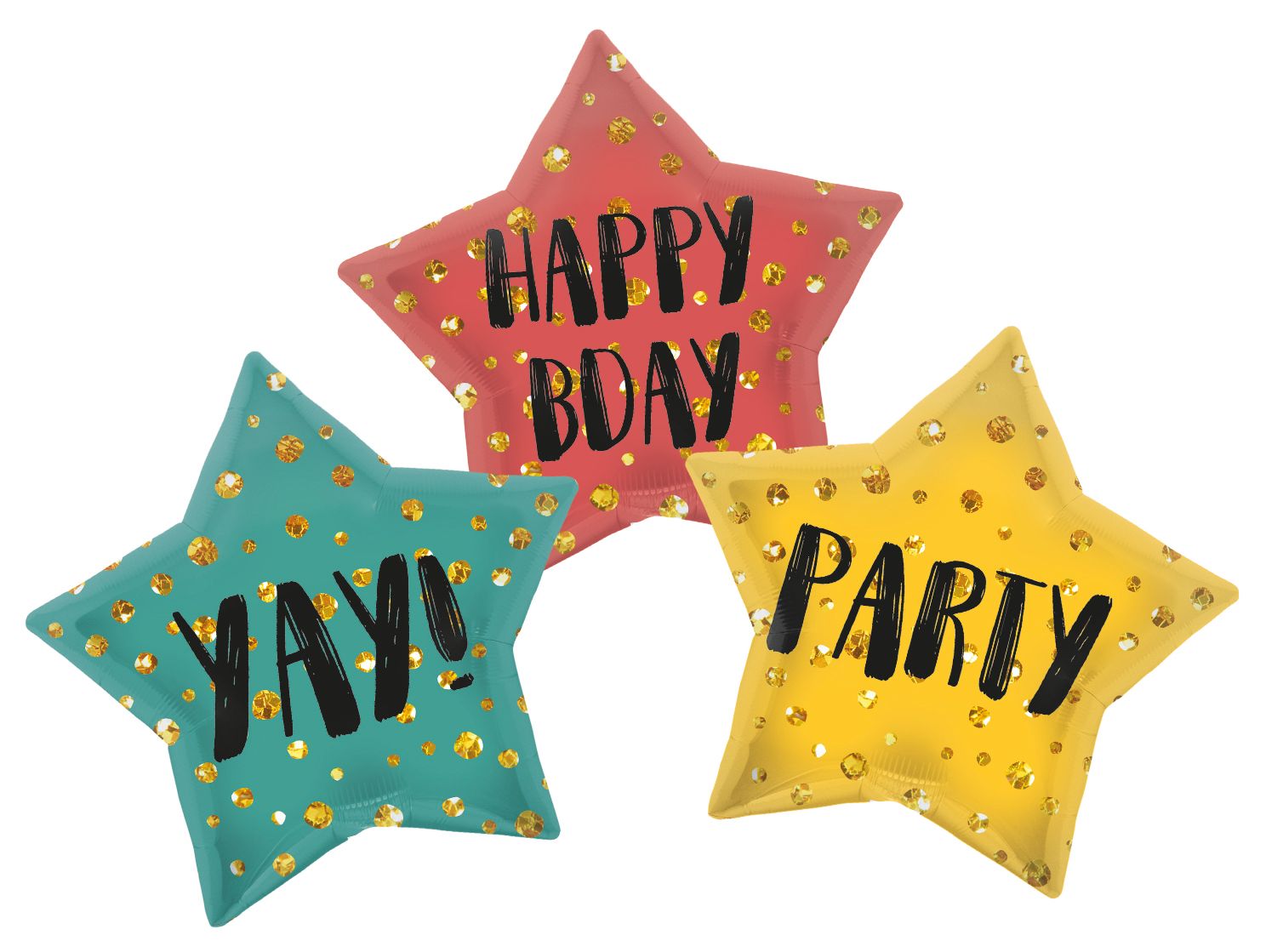 Happy Birthday Stervormige Folieballonnen 3 Stuks