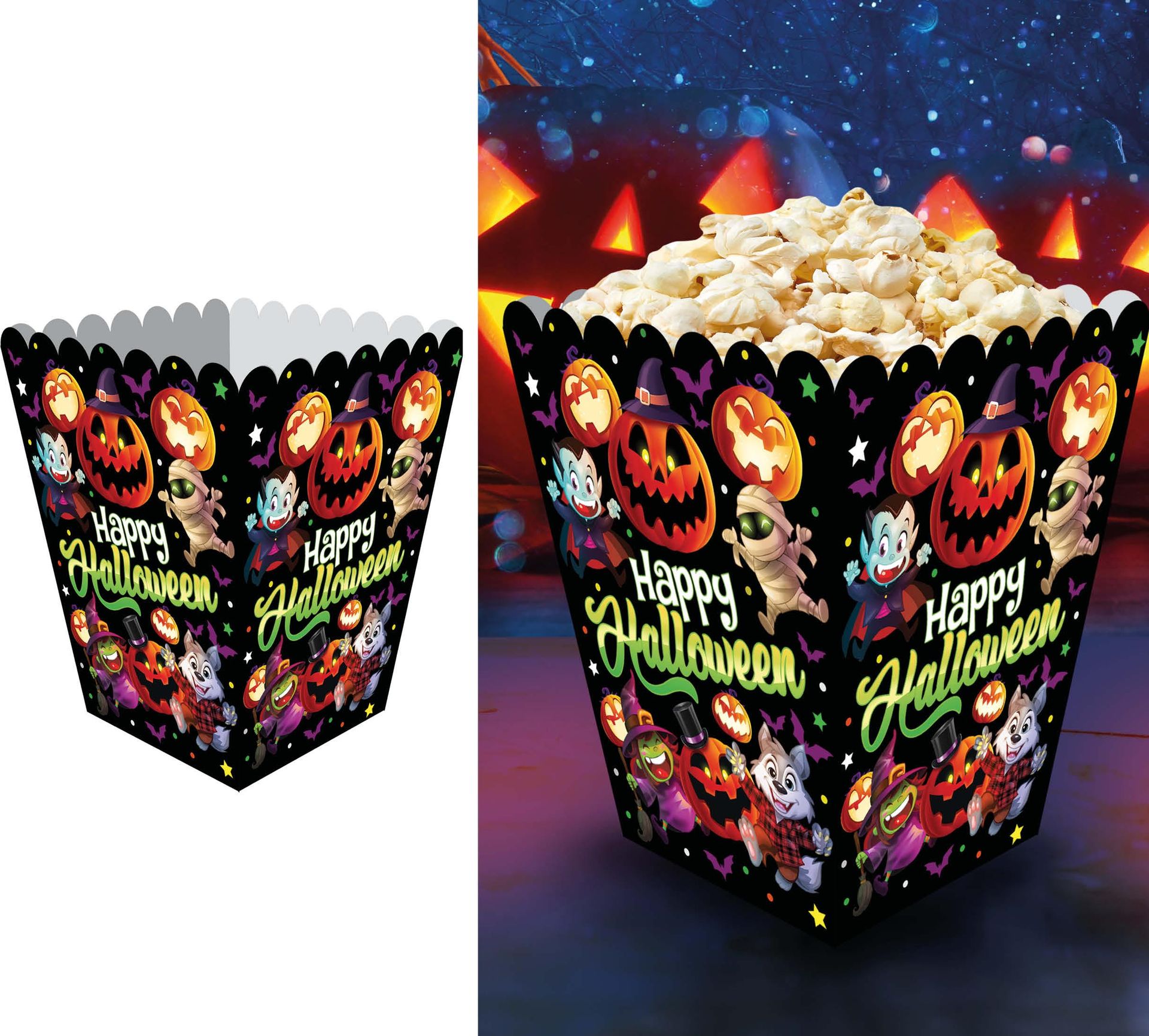 Happy Halloween Monsters Popcorn Bakjes