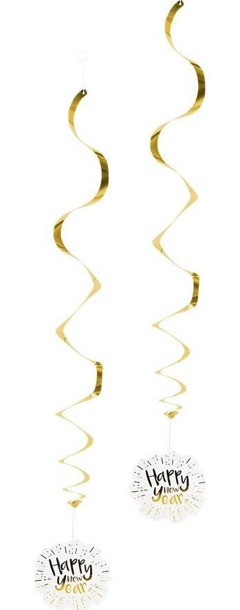 Happy New Year Decoratie Swirls