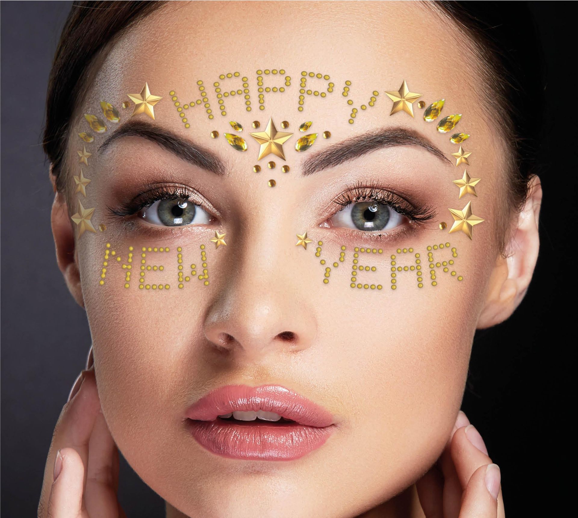 Happy New Year Feestelijke Gezicht Jewels