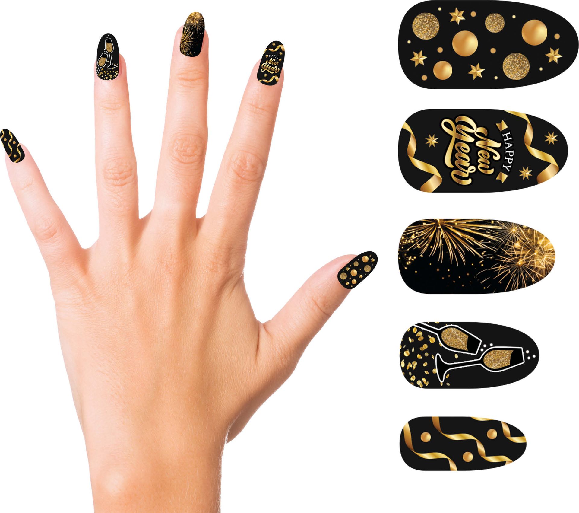 Happy New Year Feestelijke Nepnagels