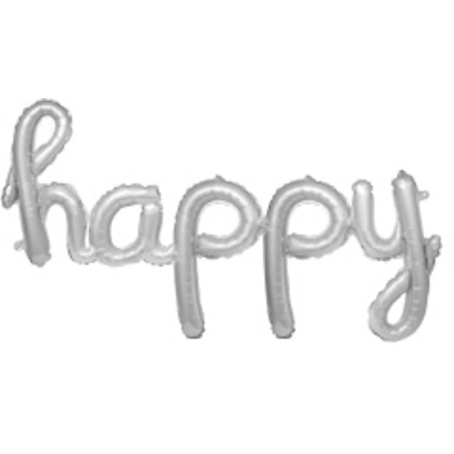 Happy Zilveren Folieballon Letters 90cm