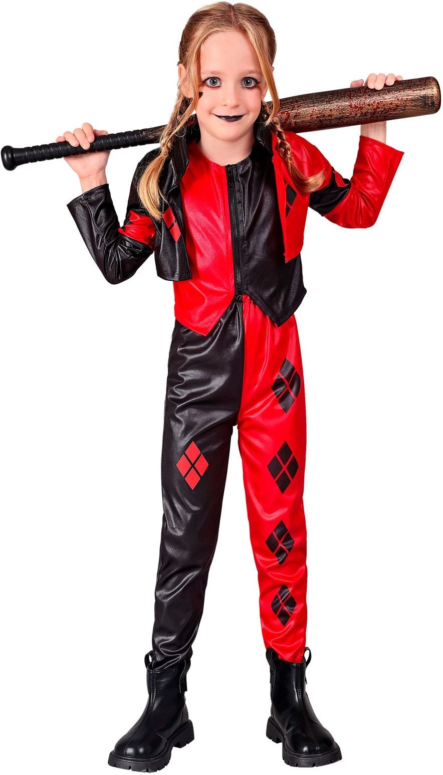 Harlekijn Kostuum Meisjes Zwart Rood