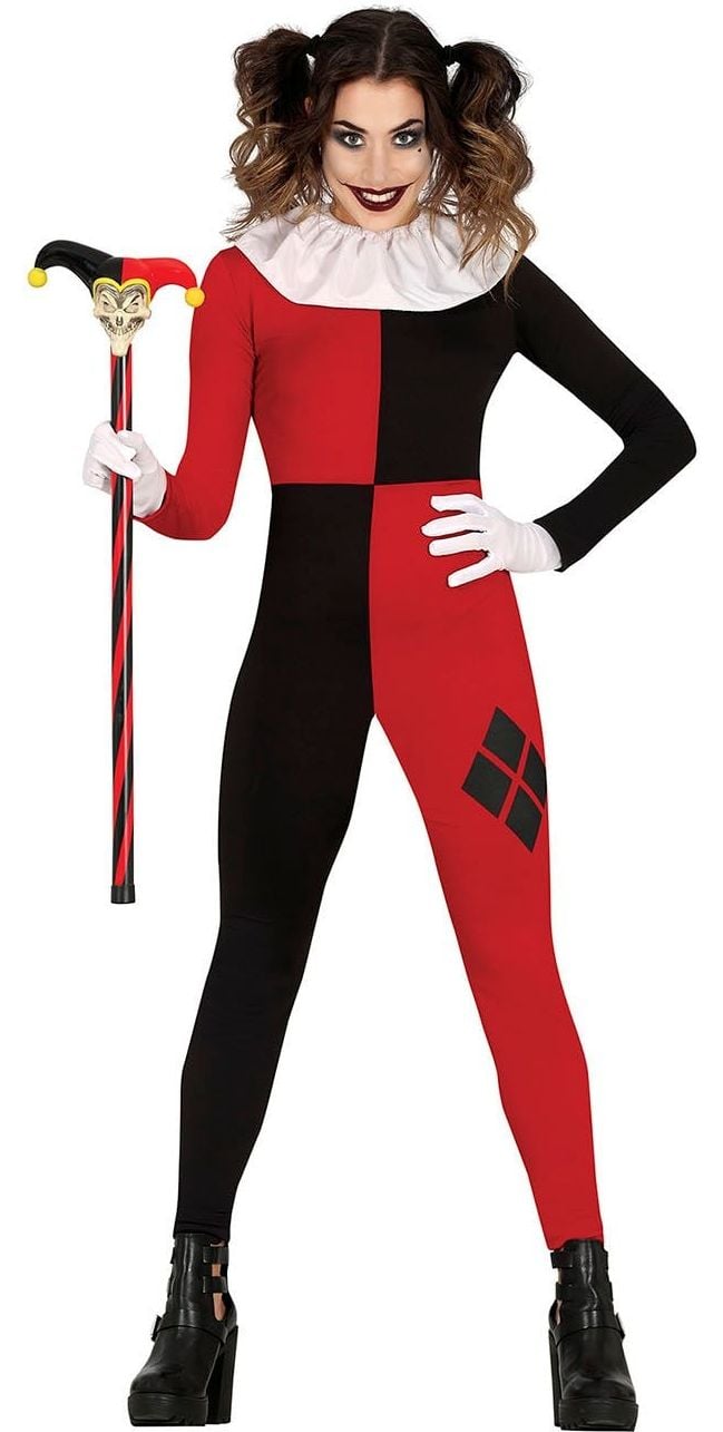Harley Quinn kostuum dames zwart-rood