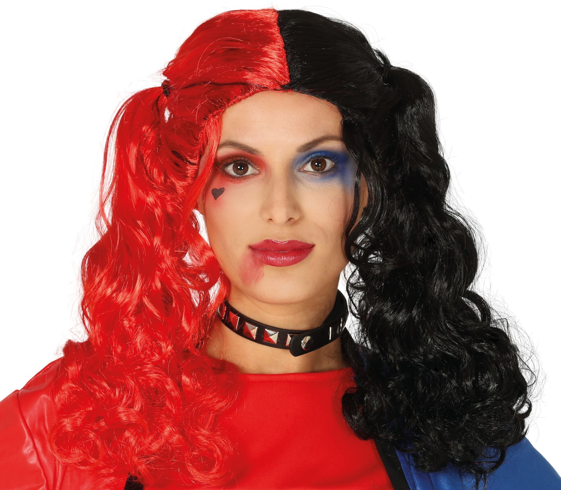 Harley Quinn zwart rood pruik