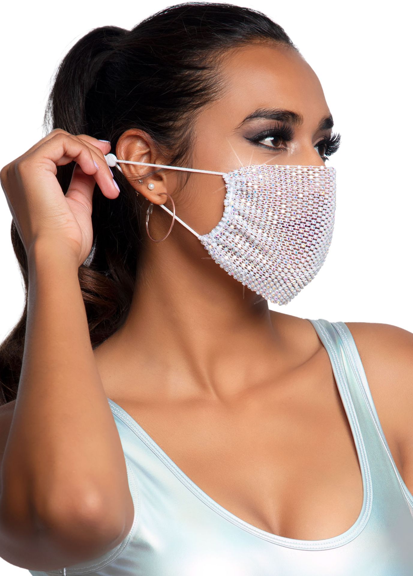 Harlow Witte Strass Mondmasker