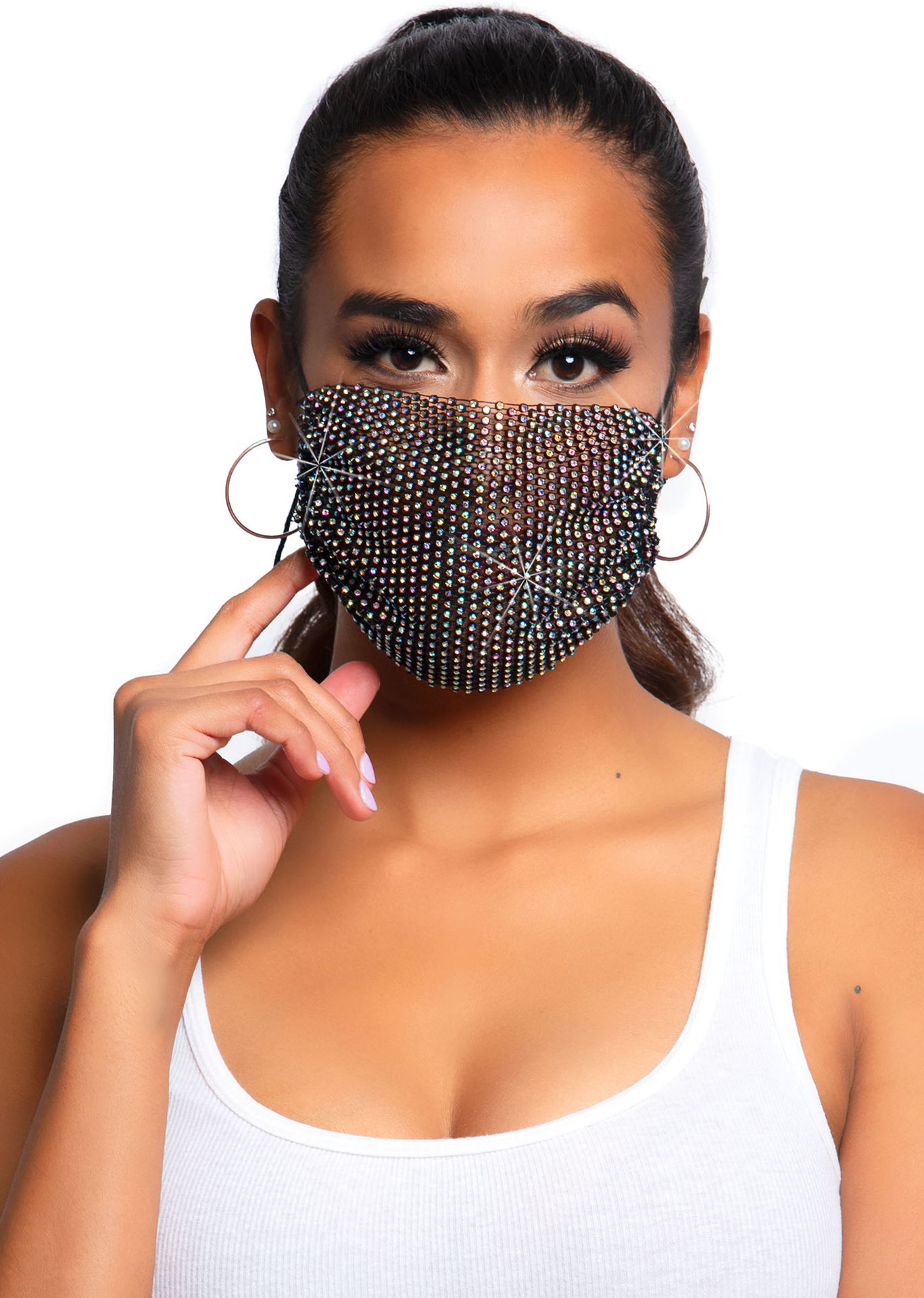 Harlow Zwarte Strass Mondmasker