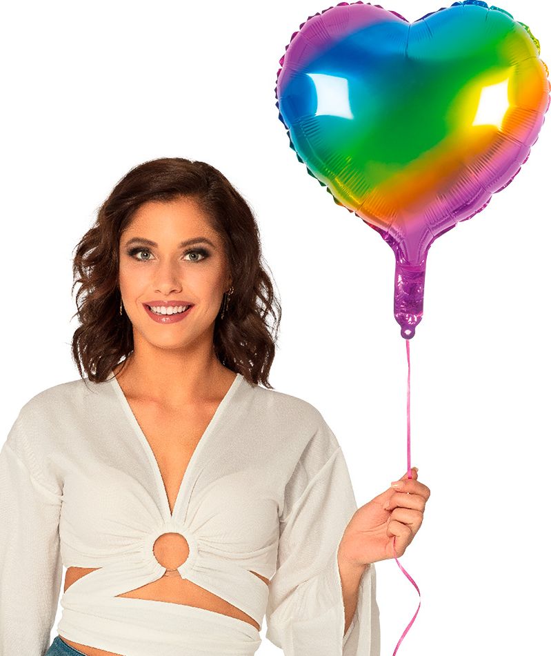 Hart Vormige Folie Ballon Regenboog