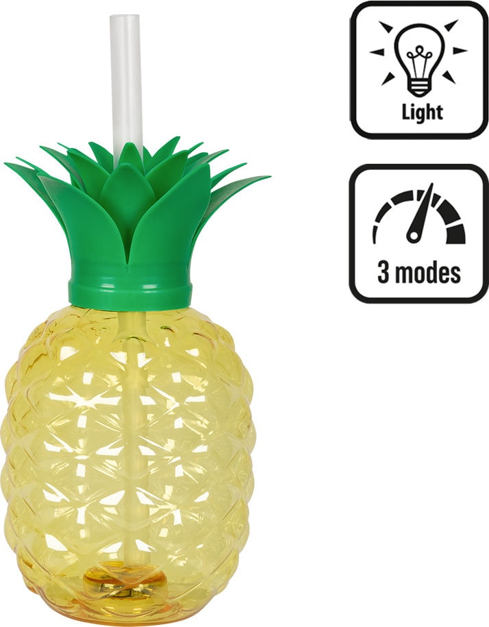 Hawaii beker Ananas met Rietje LED Verlichting