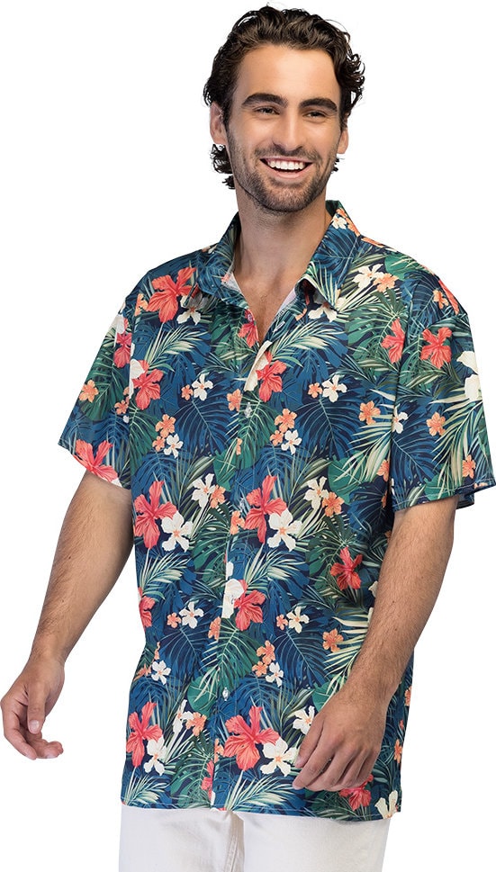 Hawaii Bloemen Shirt Heren Donkerblauw
