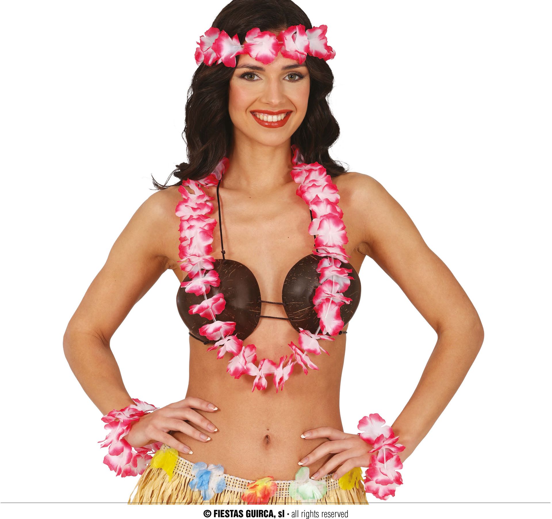 Hawaii Krans Hoofdband Armband Rood Wit