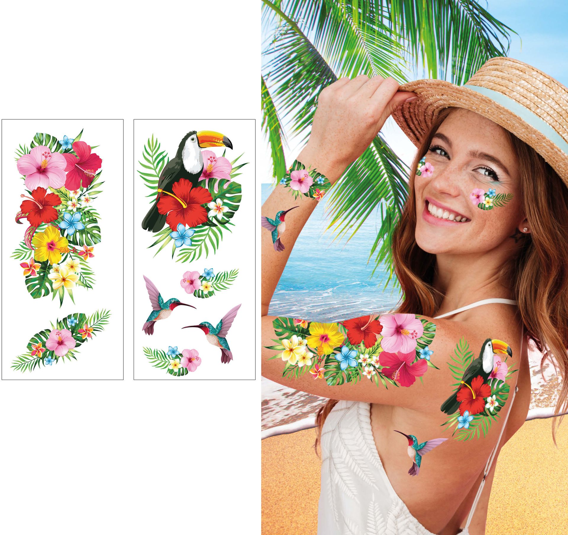 Hawaiiaanse Zomer Tattoos Meerkleurig