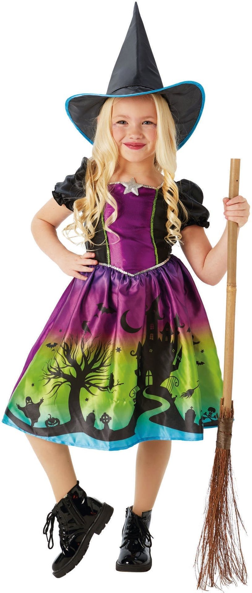 Heks Kostuum Meisjes Paars Groen