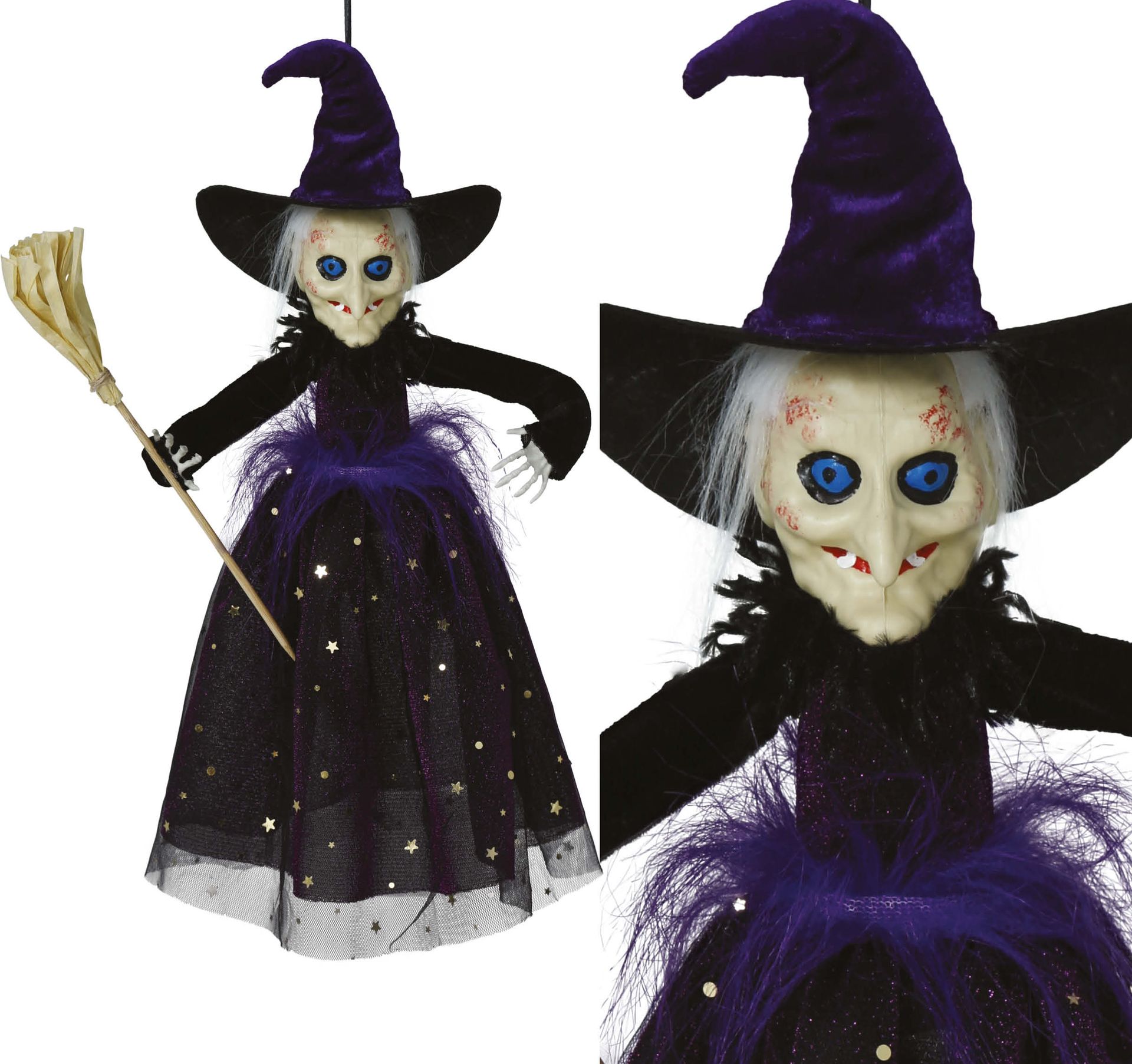 Heks Paars Hangdecoratie Halloween 47cm