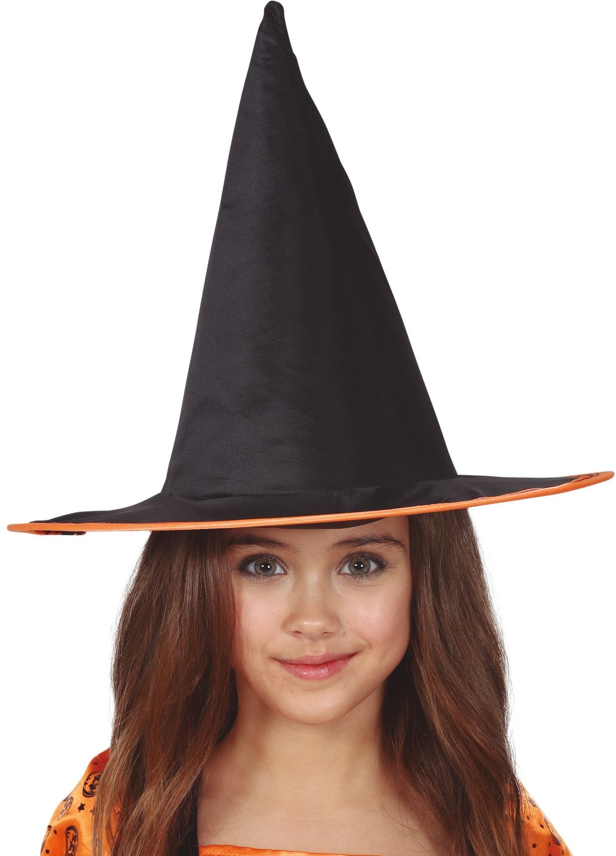 Heksen hoed kind met oranje rand